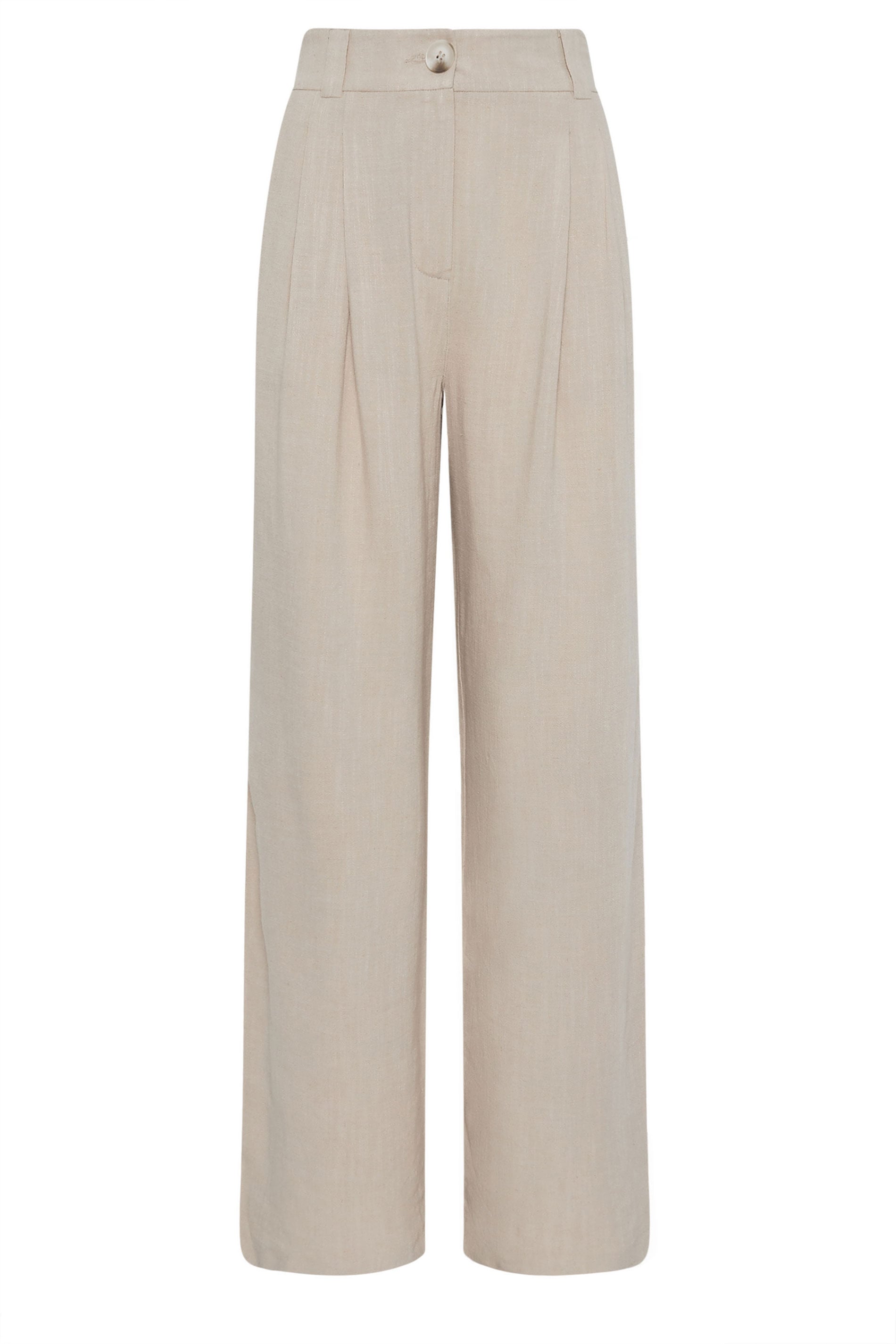 LTS Tall Women's Natural Brown Linen Pleated Wide Leg Trousers | Long Tall Sally 6