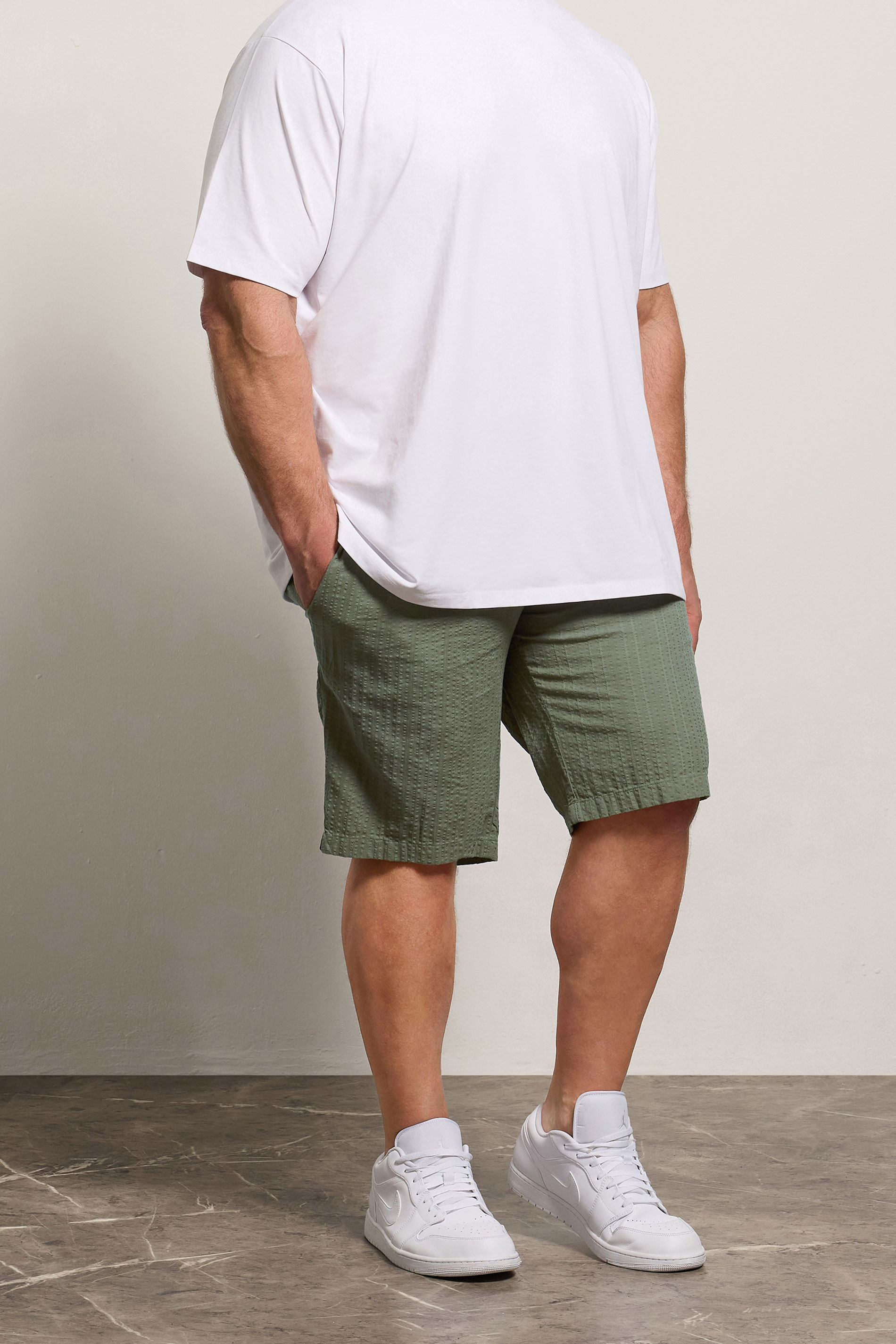 JACK & JONES Big & Tall Vetiver Green Elasticated Waist Shorts | BadRhino 3