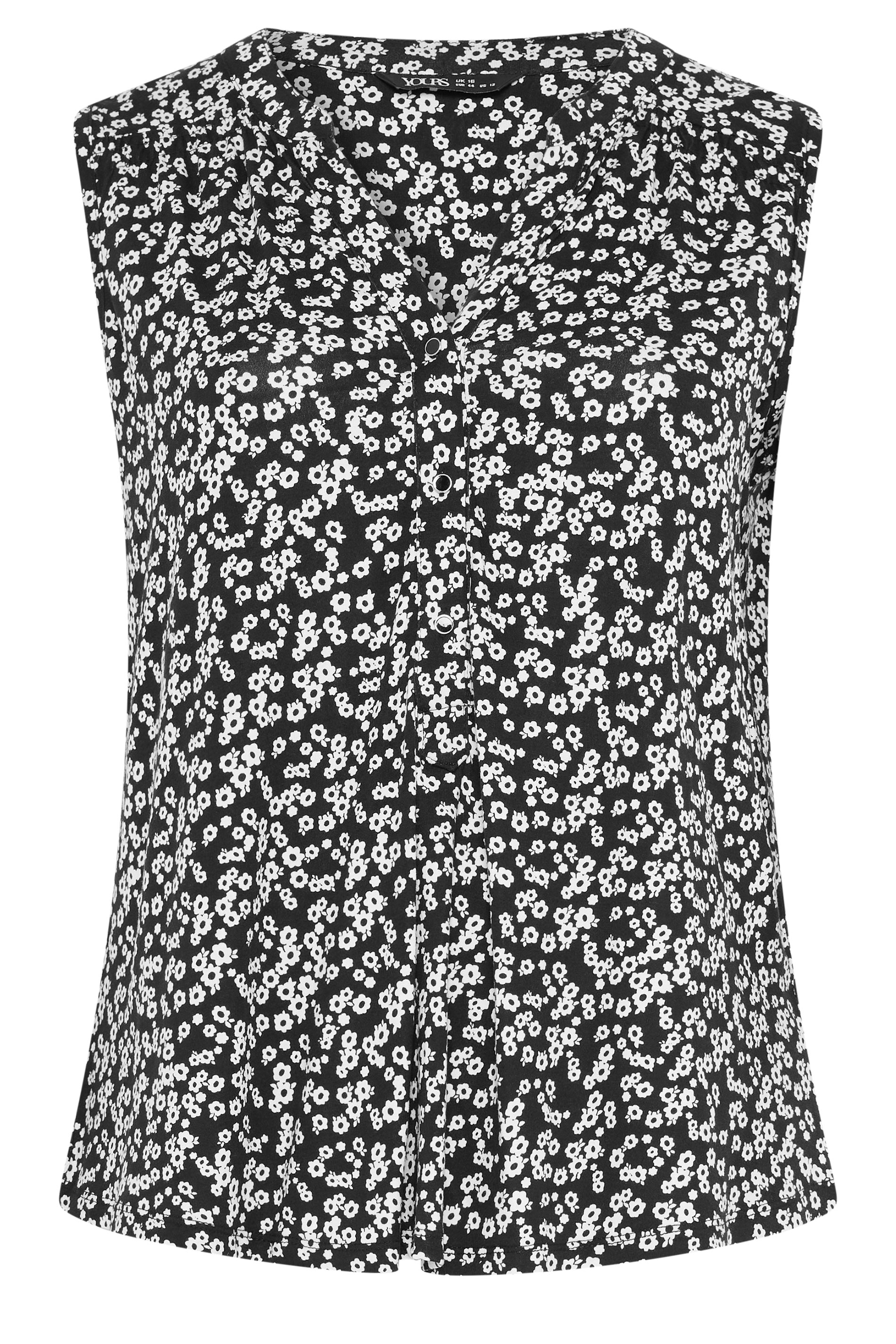 YOURS Plus Size Black Floral Notch Neck Swing Blouse | Yours Clothing 5