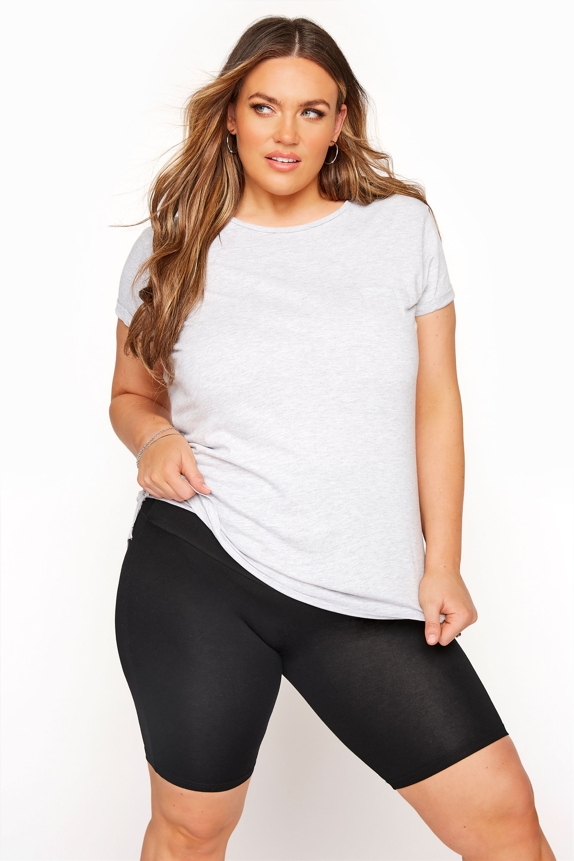 Plus Size Black TUMMY CONTROL Soft Touch Cycling Shorts | Yours Clothing