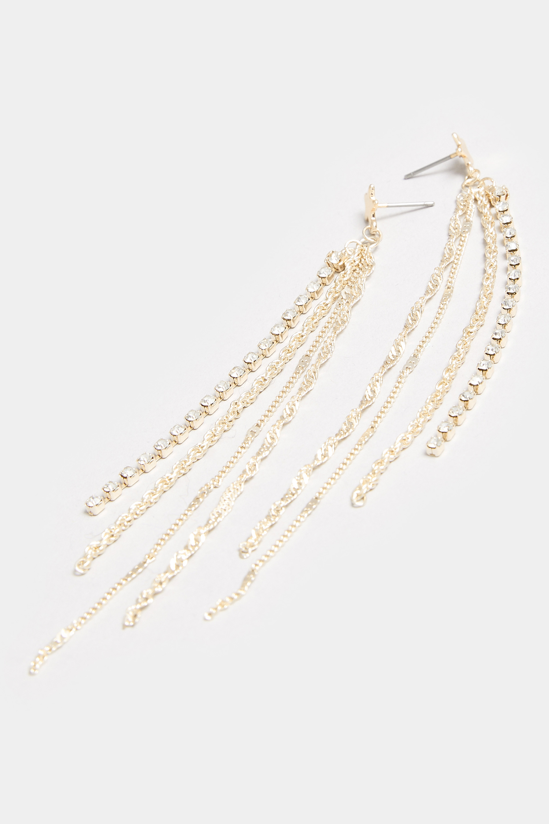 Gold Tone Star Diamante Chain Earrings 3