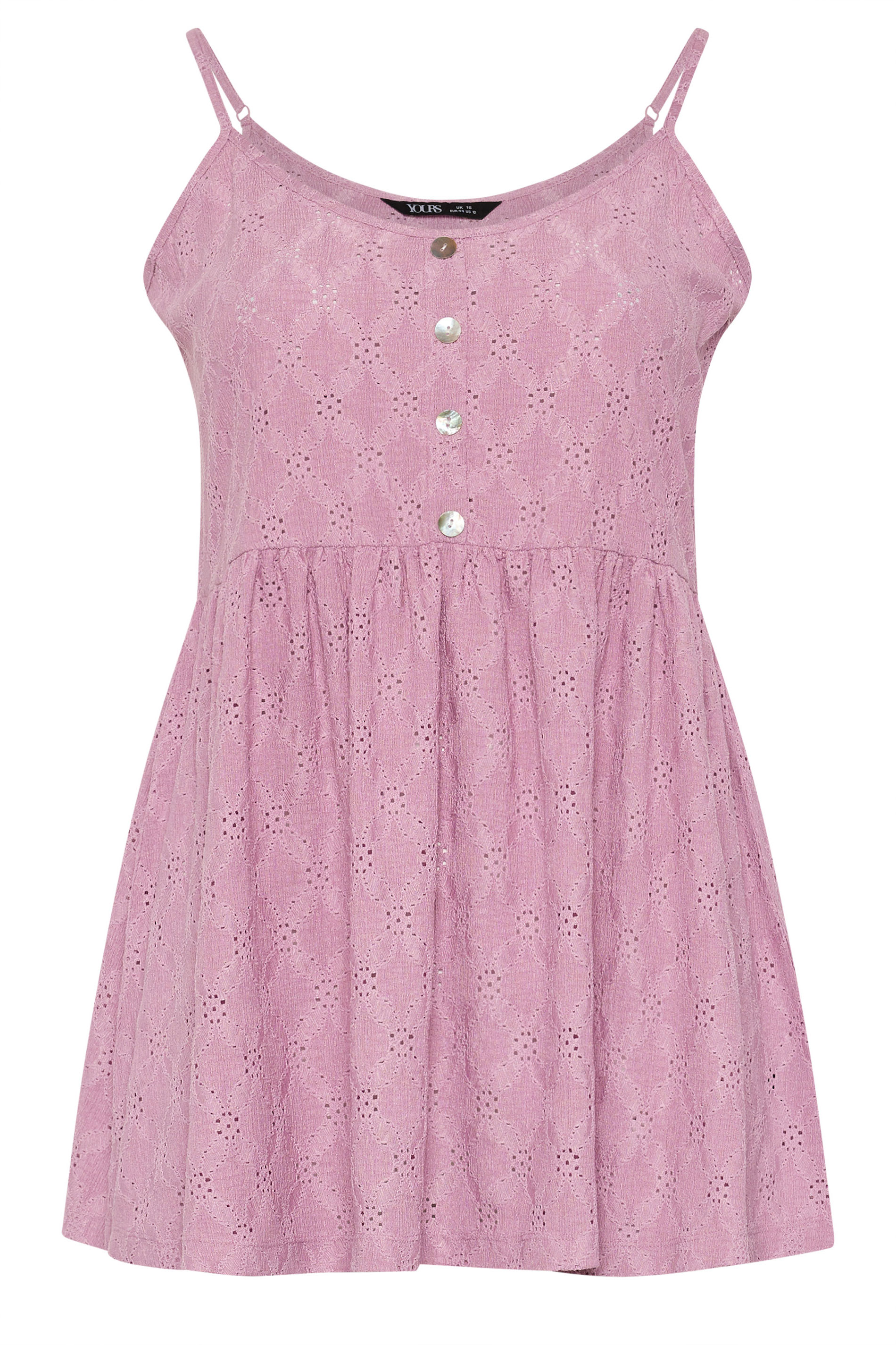 YOURS Plus Size Pink Broderie Anglaise Peplum Top | Yours Clothing 5