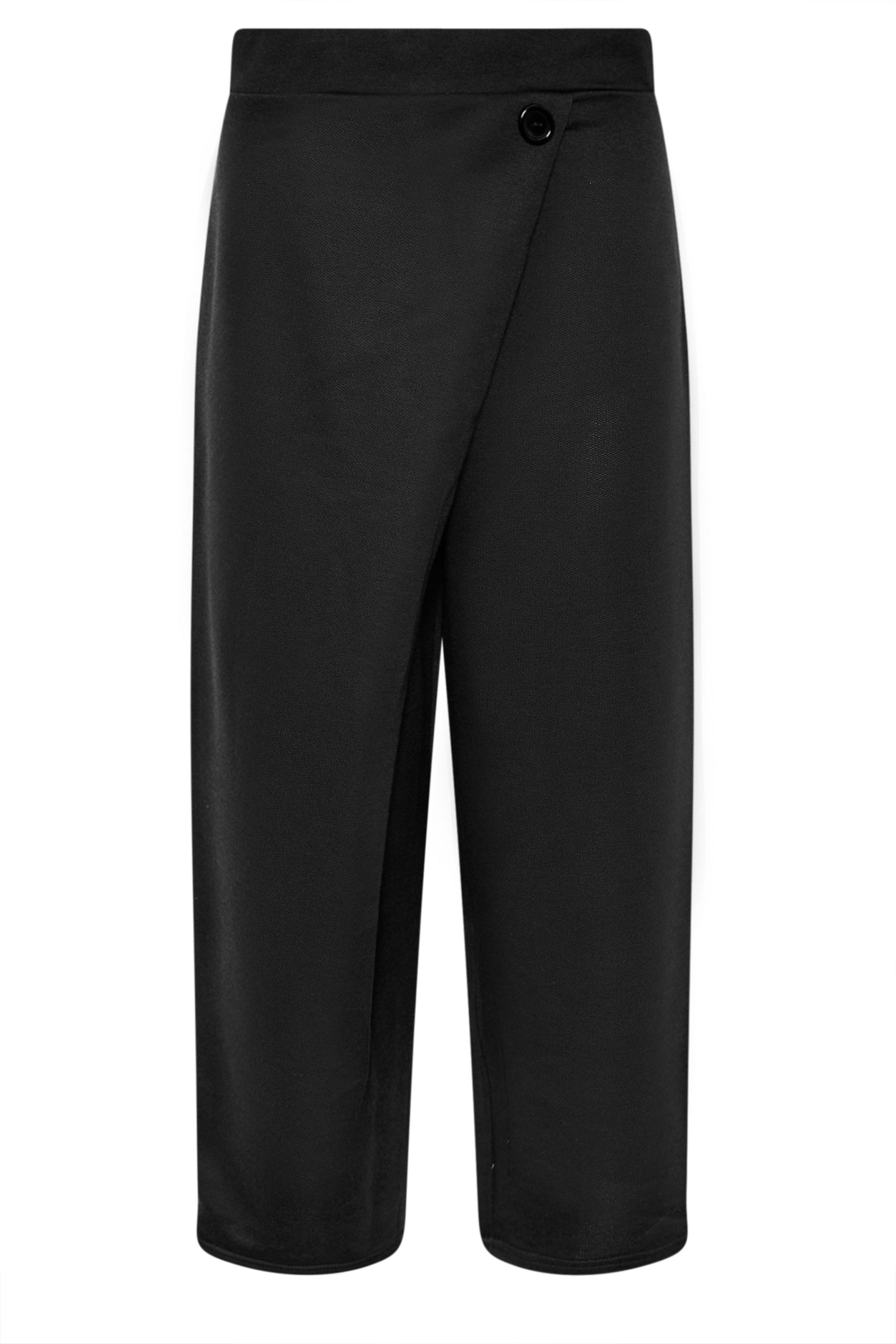 PixieGirl Petite Women's Black Jersey Wrap Wide Leg Trousers | PixieGirl 4