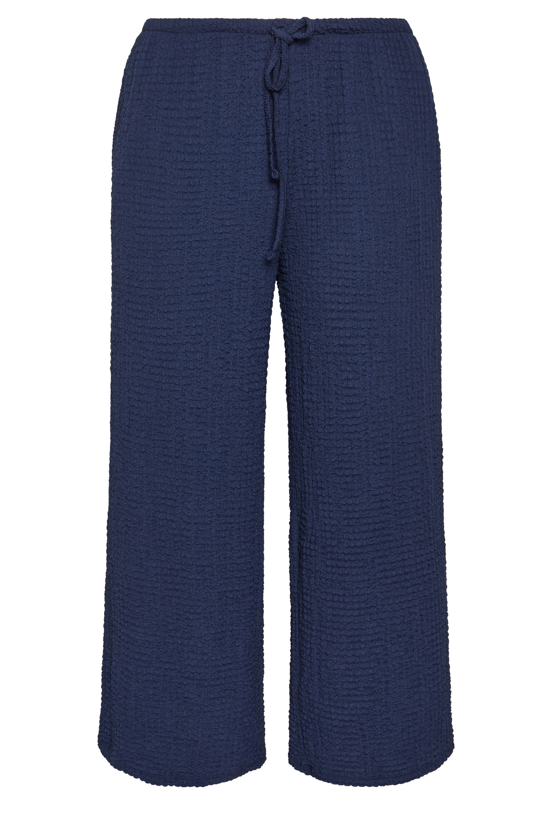 EVANS Plus Size Navy Blue Crinkle Wide Leg Trousers | Evans 5