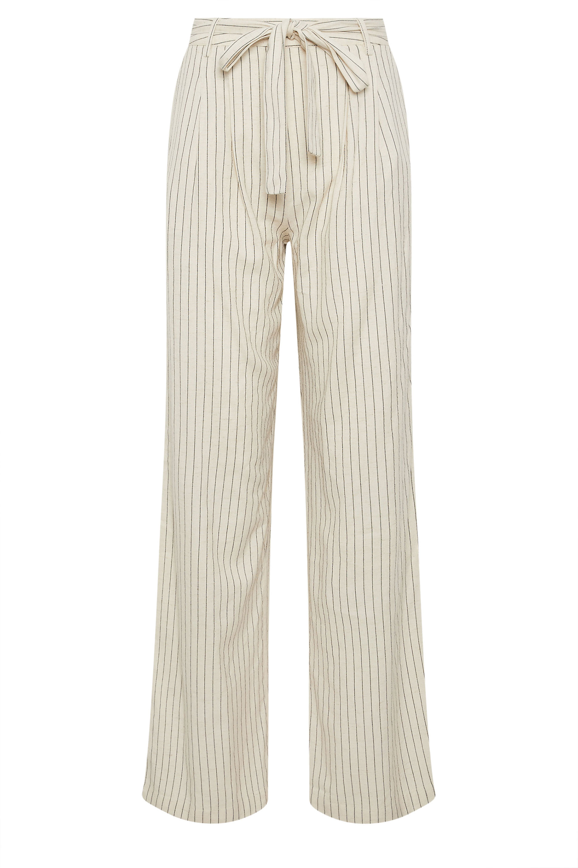 LTS Tall Women's Ivory White Pinstripe Linen Wide Leg Trousers | Long Tall Sally 6