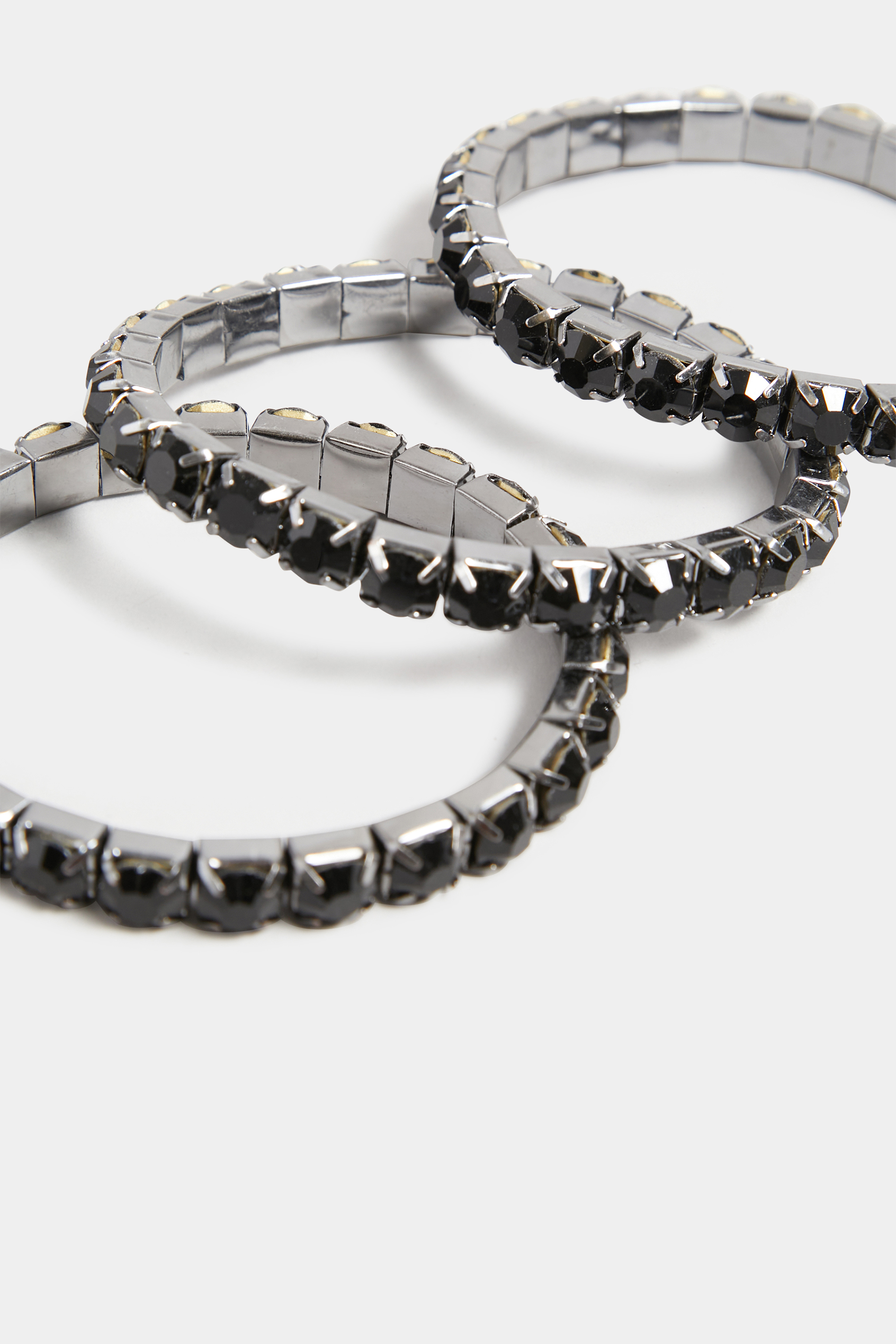 3 PACK Black Diamante Bracelet Set | Yours Clothing 3