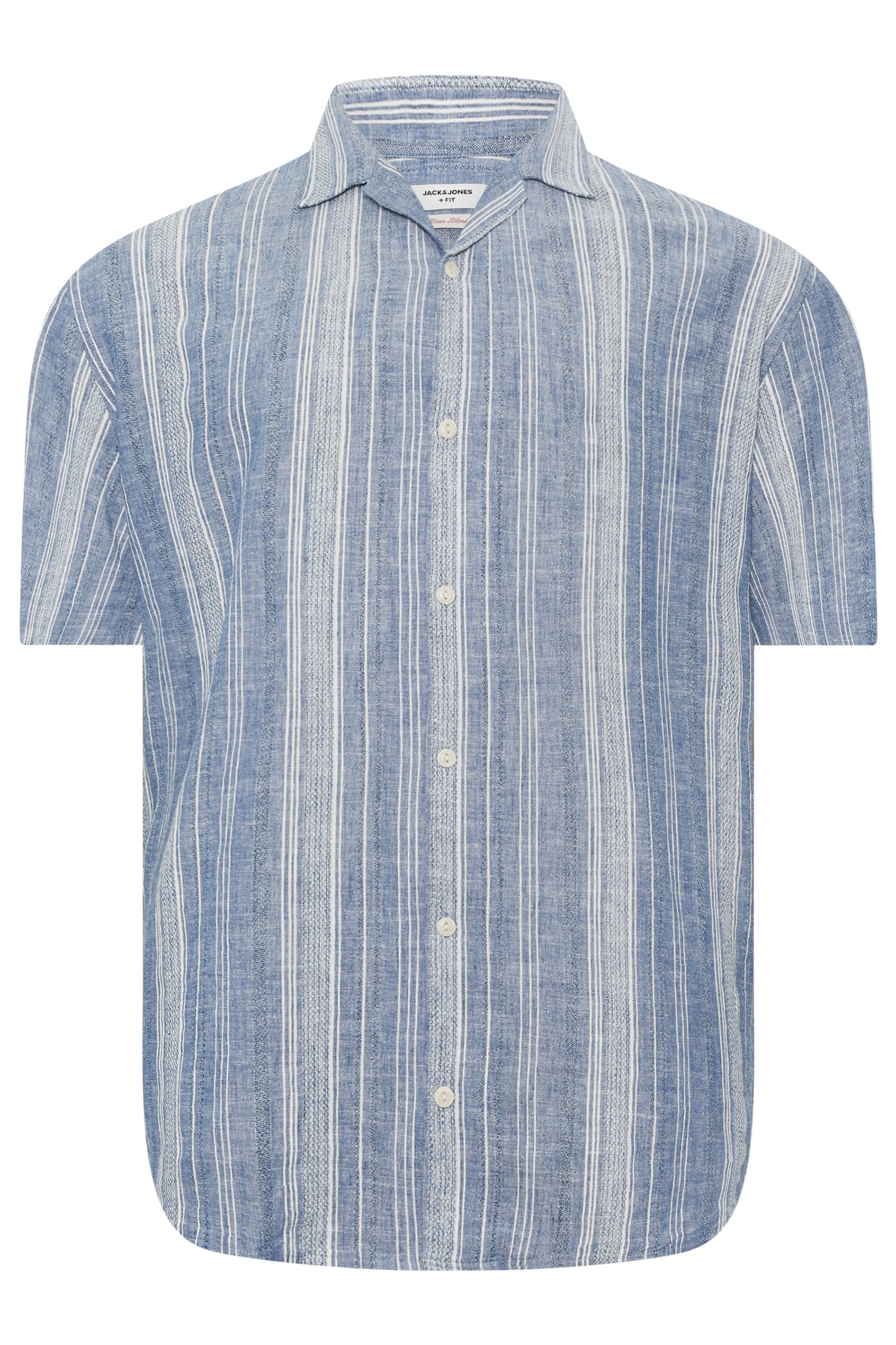 JACK & JONES Big & Tall Navy Blue Linen Blend Resort Shirt | BadRhino 2