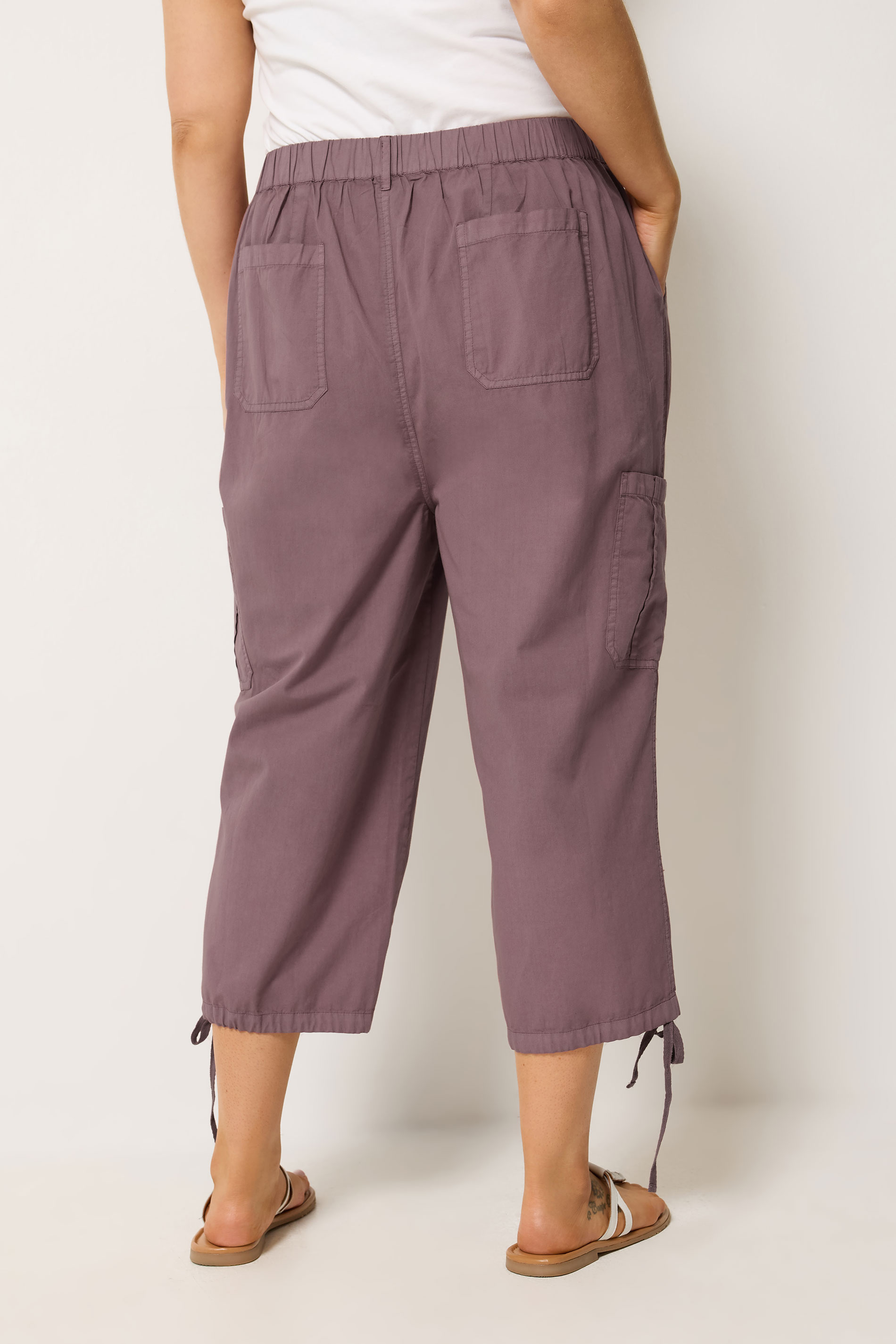 YOURS Plus Size Pink Cropped Cargo Trousers | Yours Clothing 2