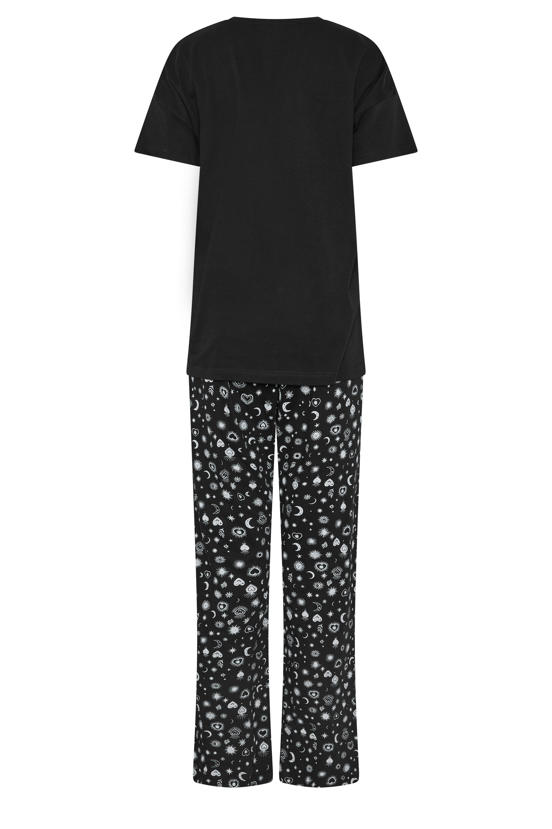 LTS Tall Women's Black 'Cosmic Dreaming' Slogan Cotton Wide Leg Pyjama Set | Long Tall Sally 6
