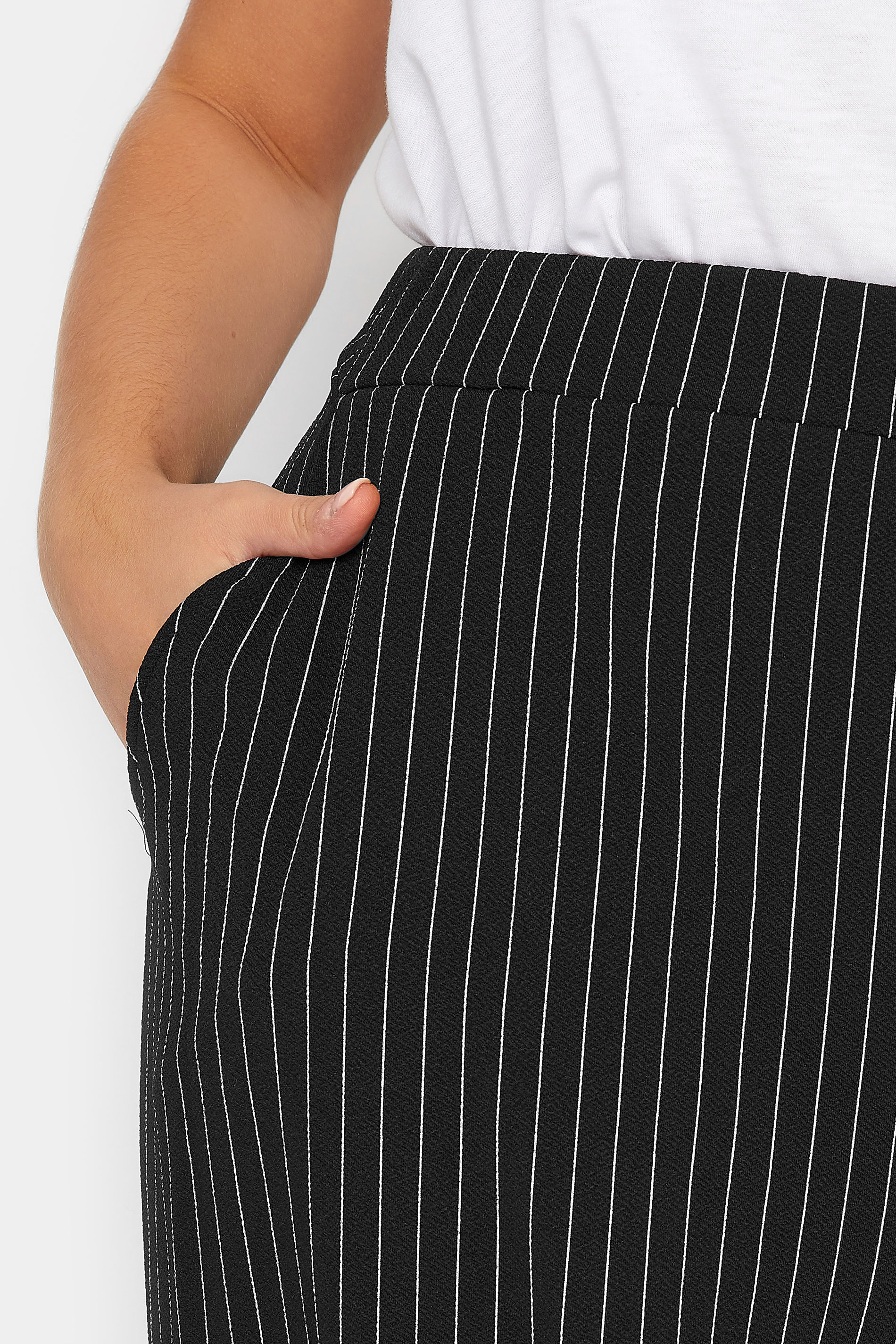 Pinstripe High Rise Flared Ponte Pant in Stripe  Glassons