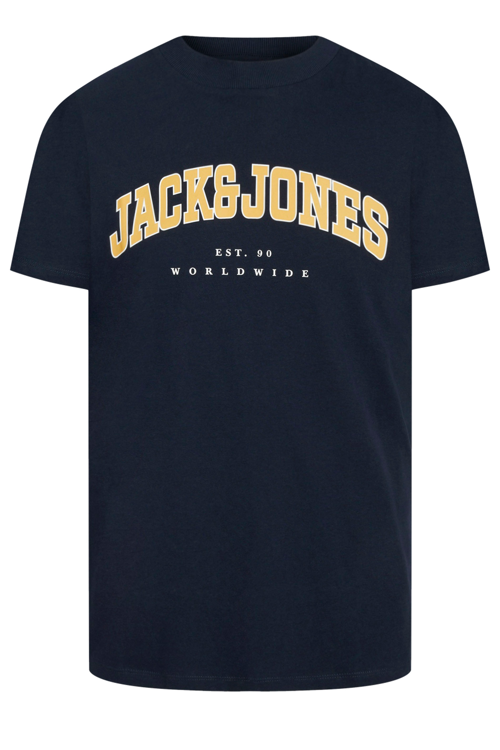 JACK & JONES Big & Tall Navy Blue Varsity T-Shirt | BadRhino 1