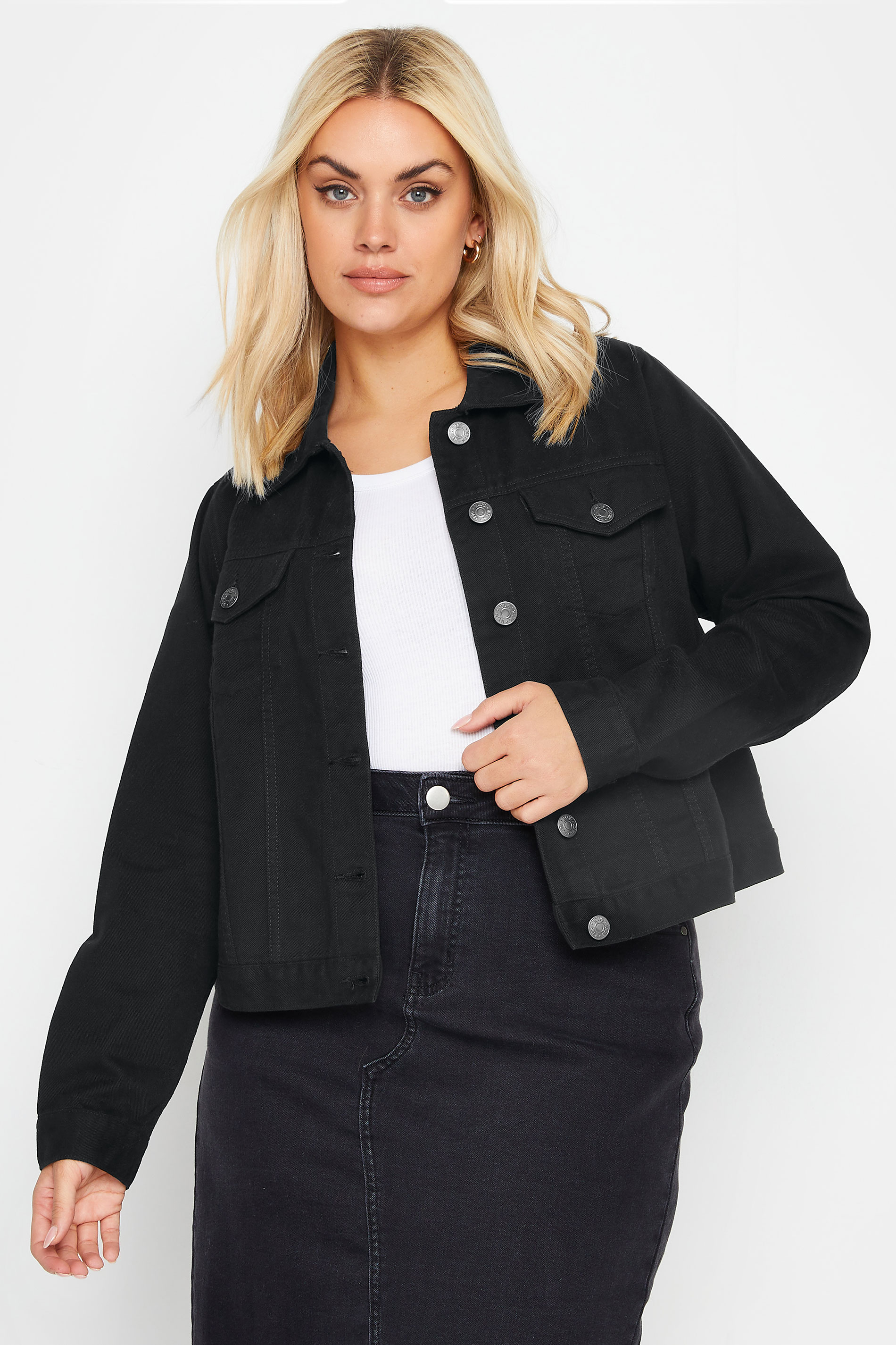 YOURS Plus Size Curve Black Denim Jacket | Yours Clothing 1