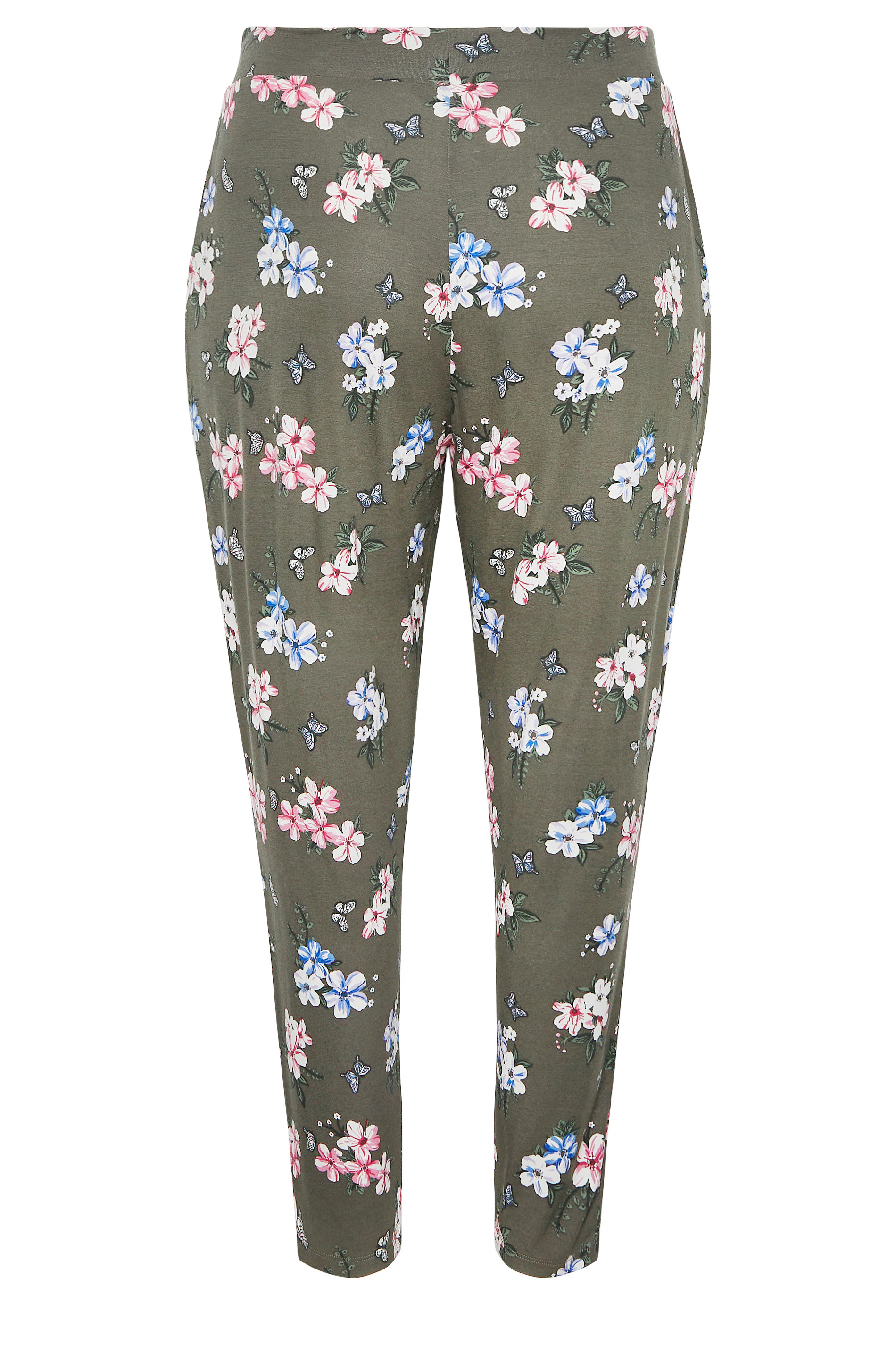 Greenish Grey Butterfly Print Leggings