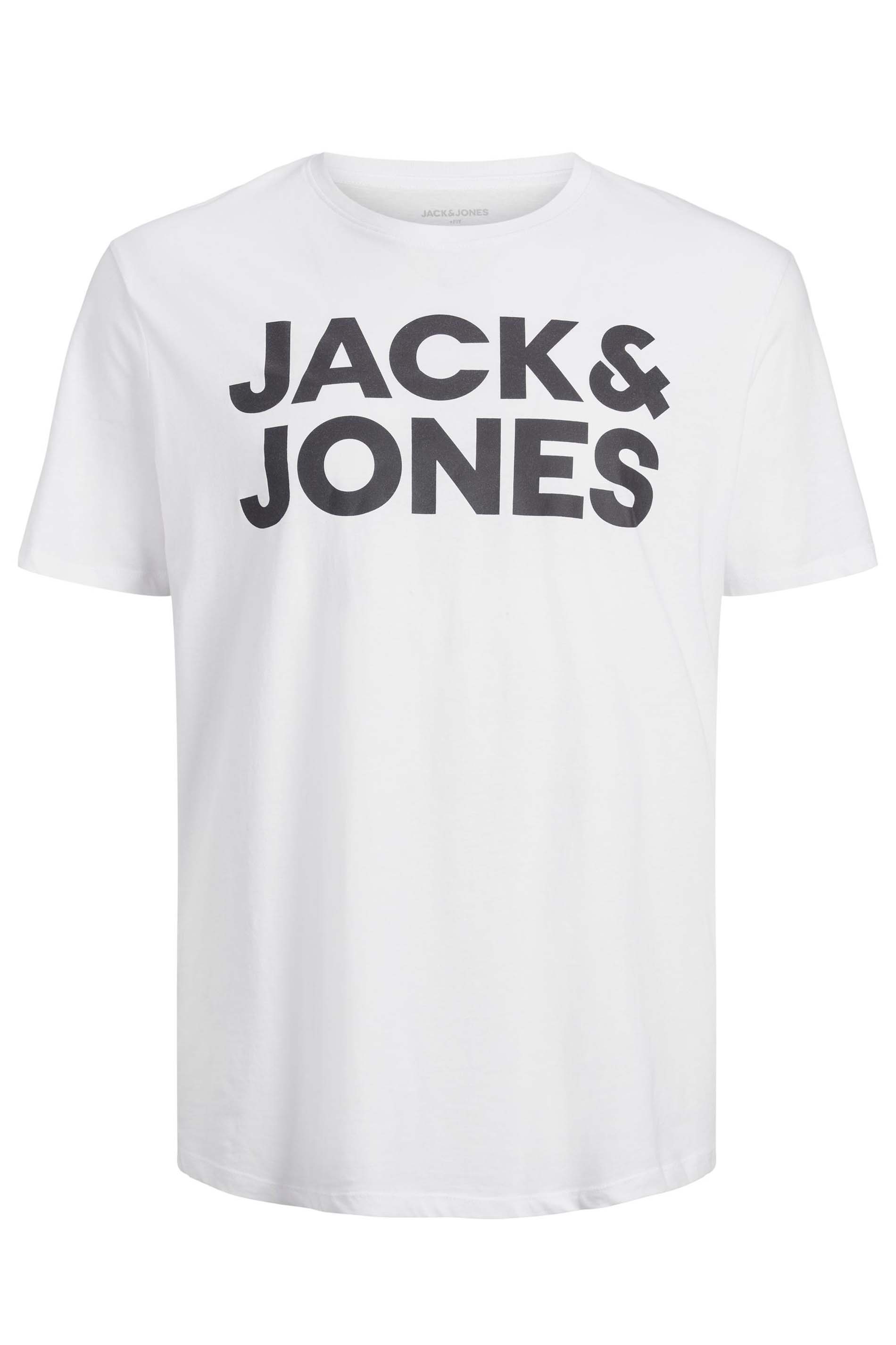 JACK & JONES Big & Tall White Logo Print T-Shirt  2
