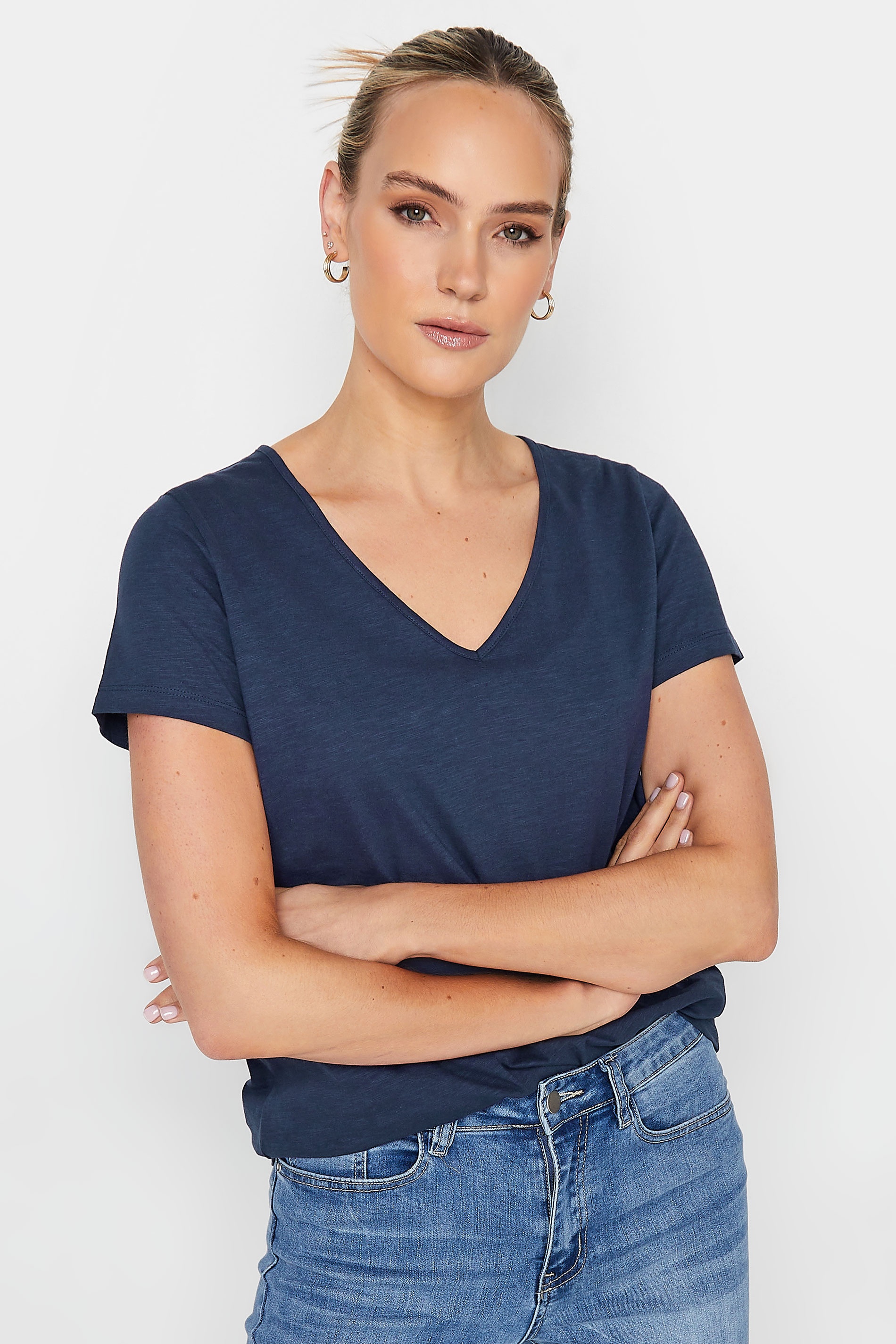 LTS Tall Women's Navy Blue V-Neck T-Shirt | Long Tall Sally 2