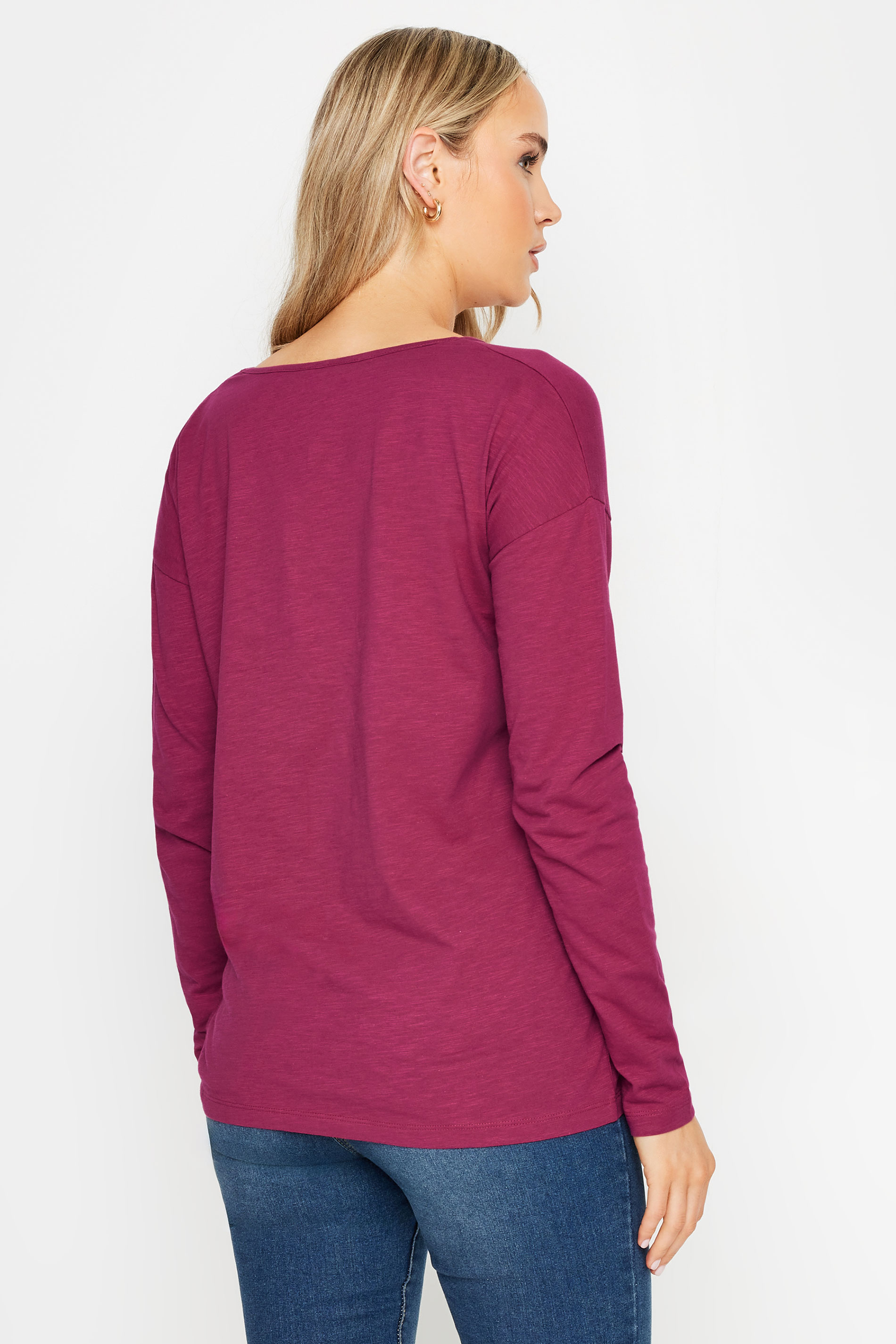 LTS Tall Women's 2 Pack Pink & Blue V-Neck Long Sleeve Cotton T-Shirts | Long Tall Sally 5