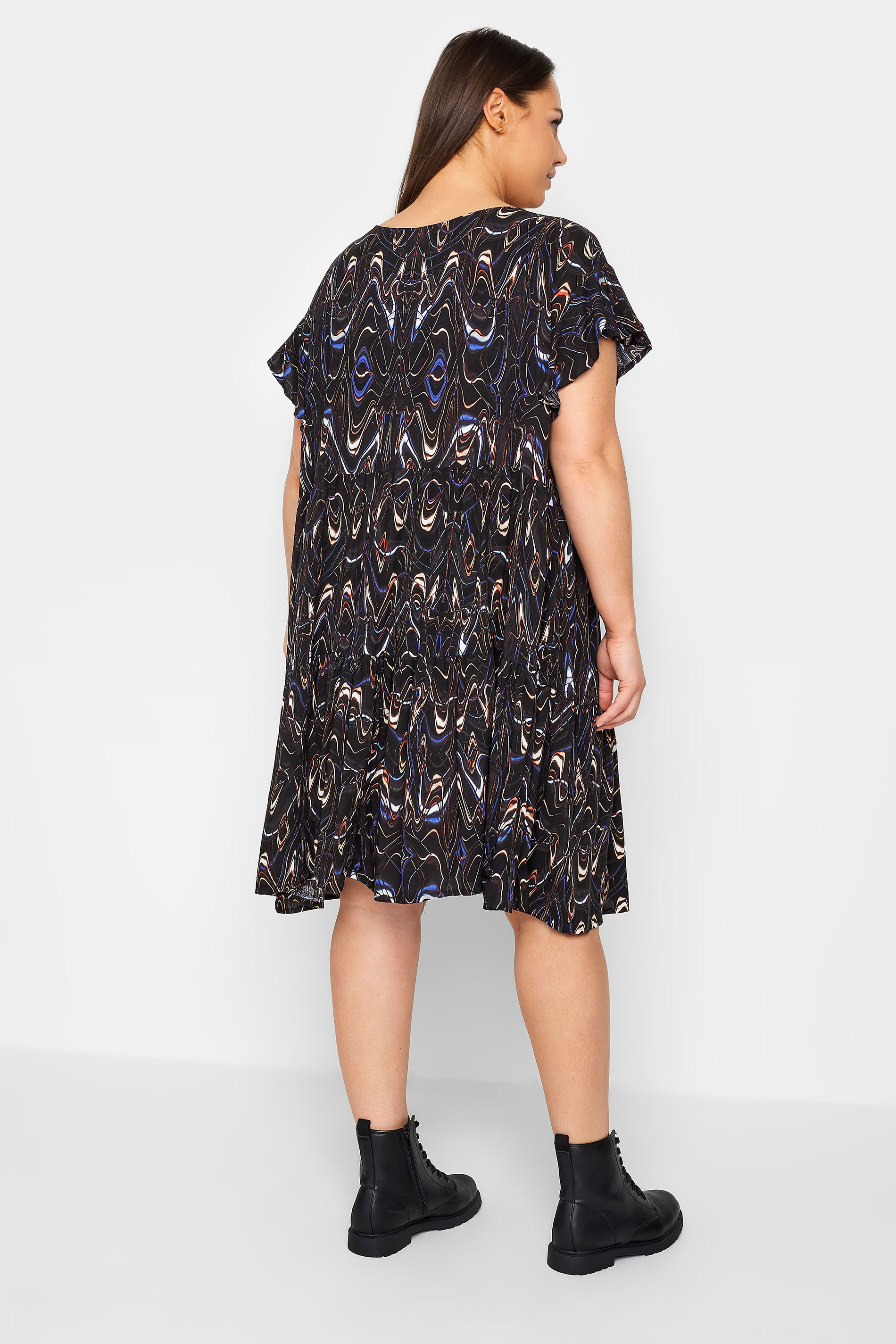 Evans Black Abstract Print Tunic Dress 3