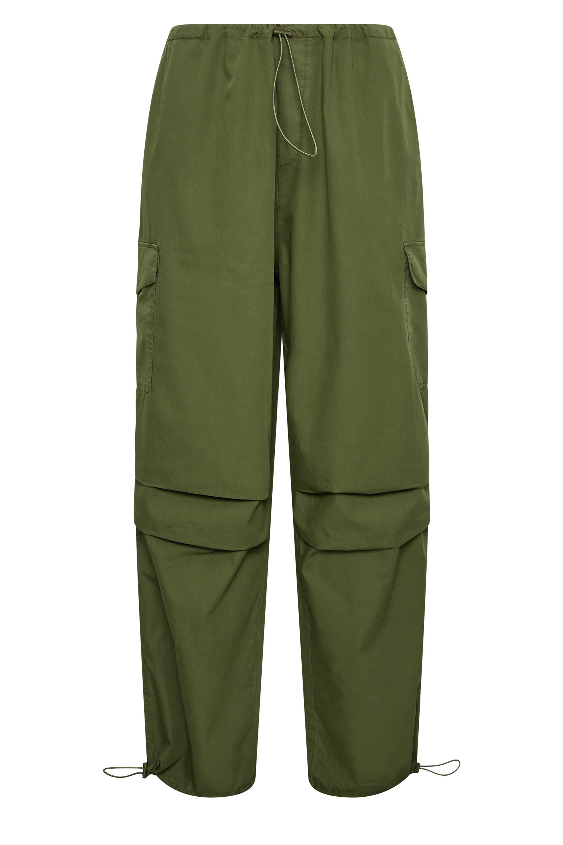 YOURS Curve Plus Size Khaki Green Cargo Parachute Trousers | Yours Clothing