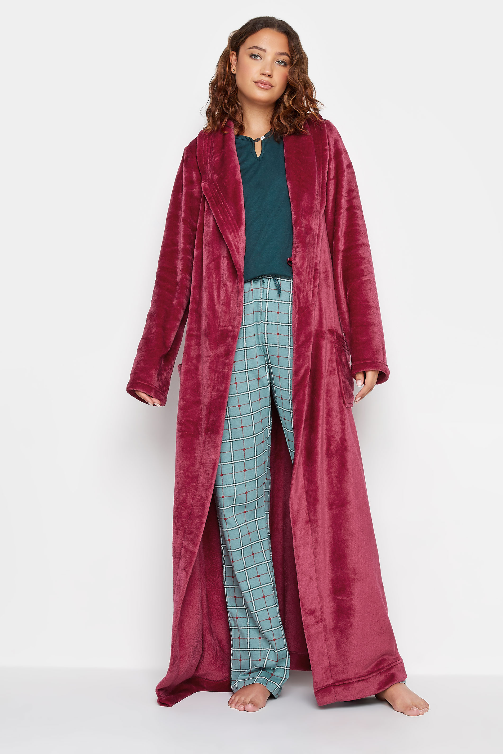 LTS Tall Women's Red Shawl Collar Maxi Dressing Gown | Long Tall Sally