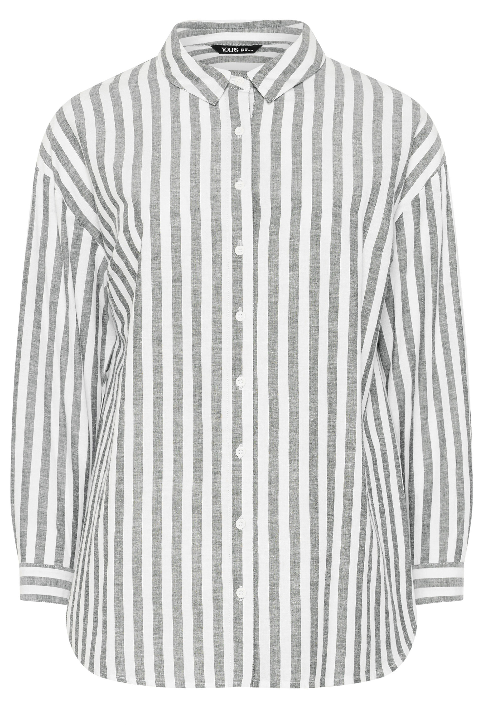 YOURS Plus Size Black & White Linen Stripe Shirt | Yours Clothing 5