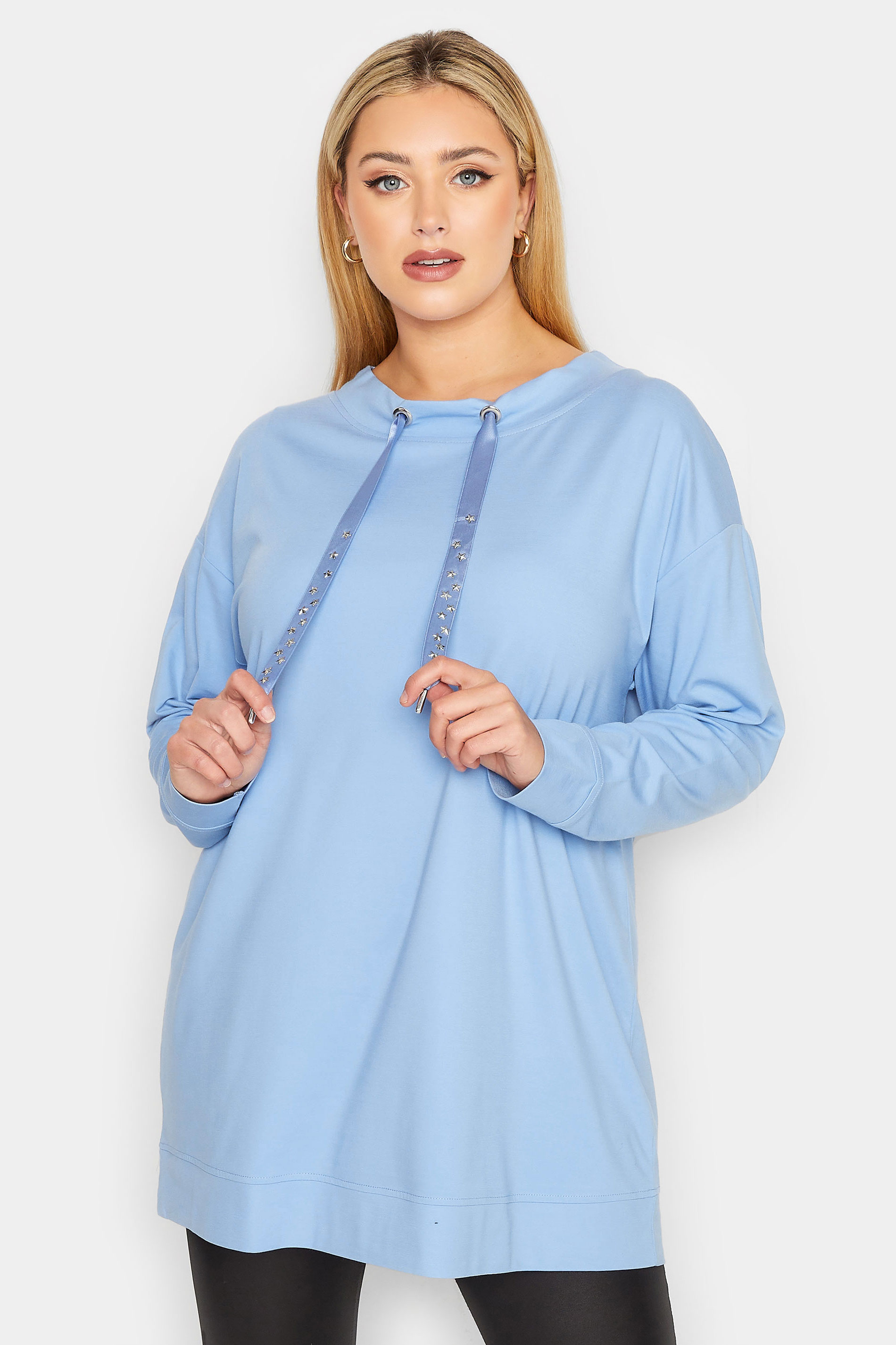 YOURS LUXURY Plus Size Blue Star Embellished Sweatshirt | Yours Clothing 2