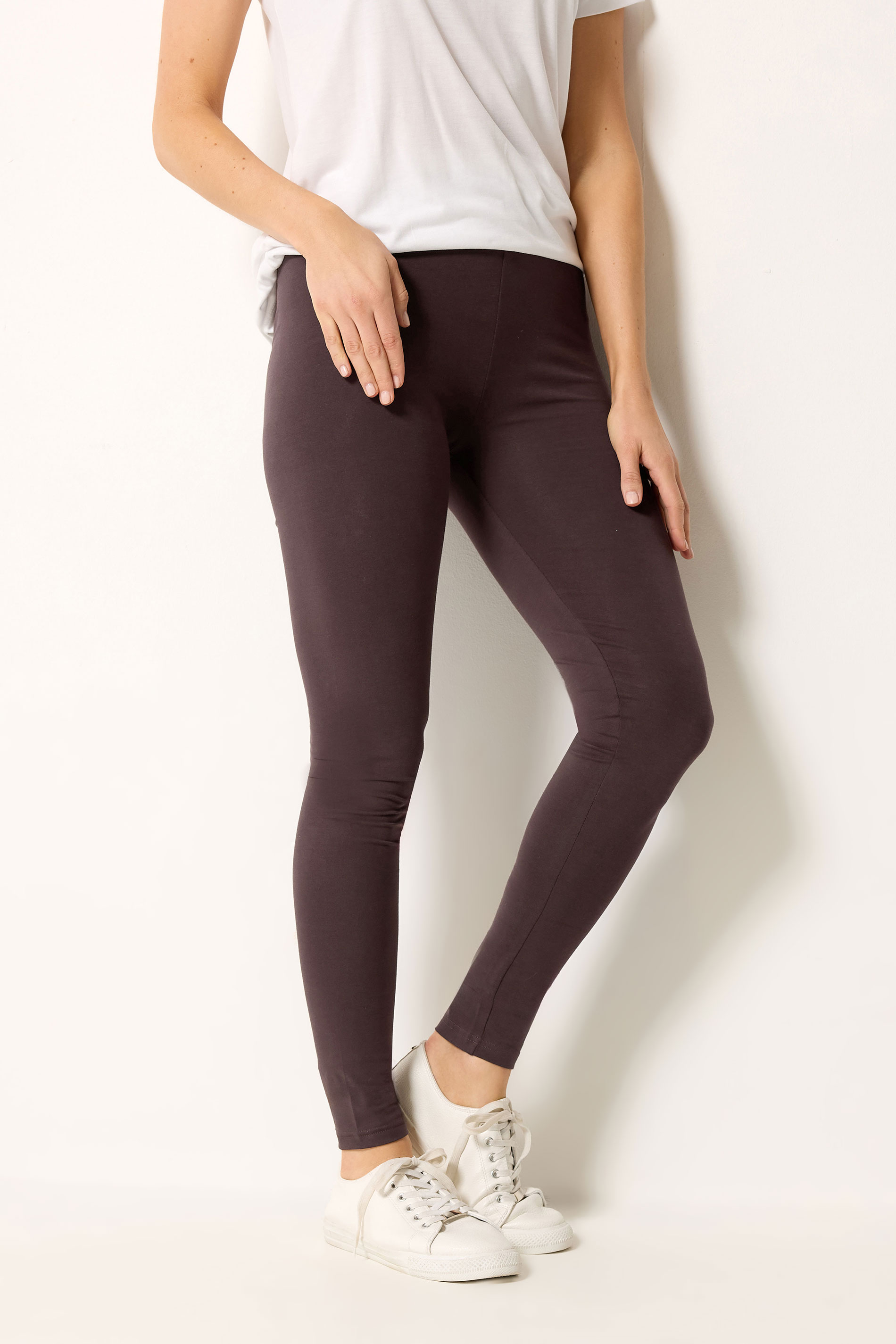 LTS Tall Women's Chocolate Brown Cotton Stretch Leggings | Long Tall Sally 1