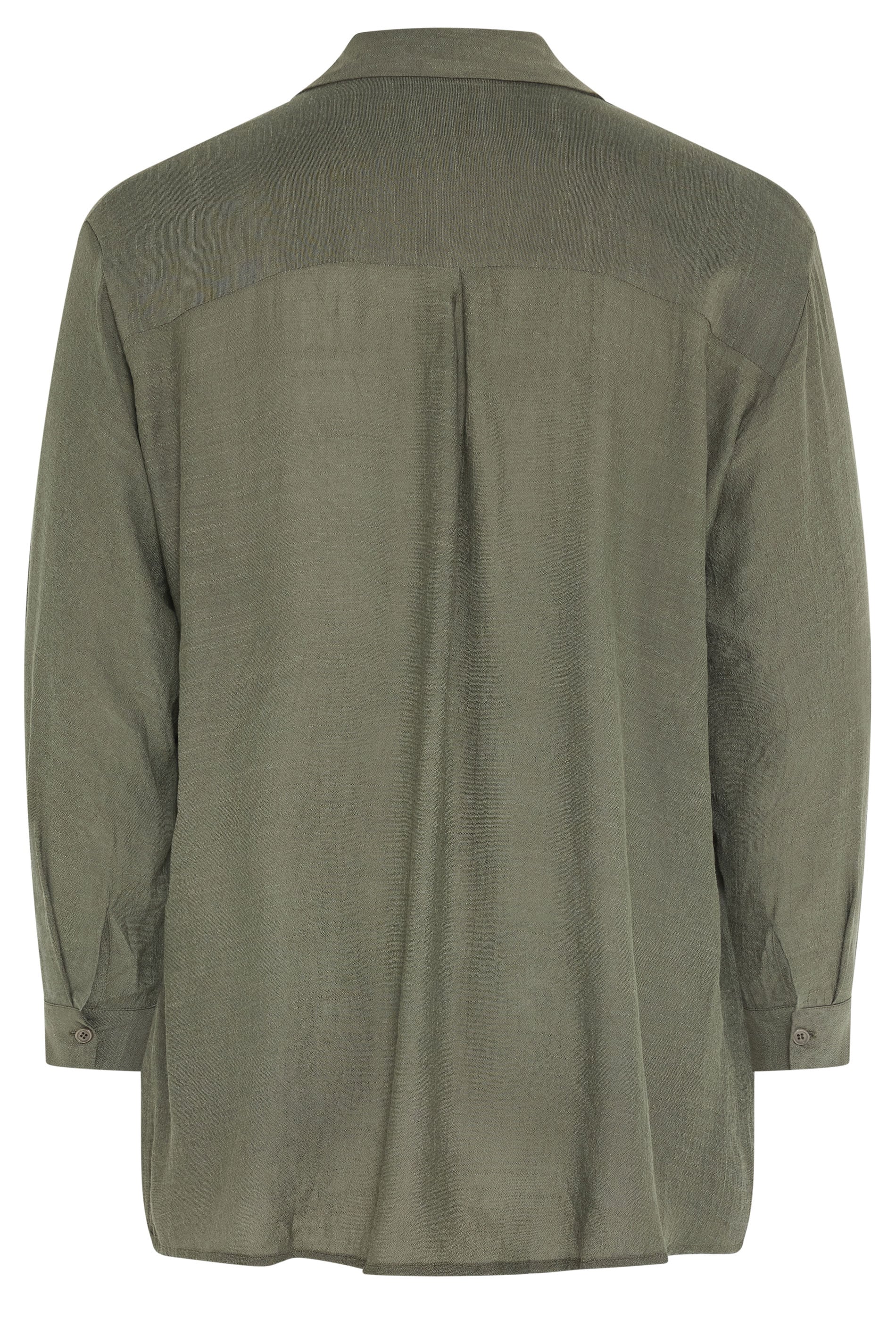 EVANS Plus Size Khaki Green Sheer Long Sleeve Shirt | Evans 6