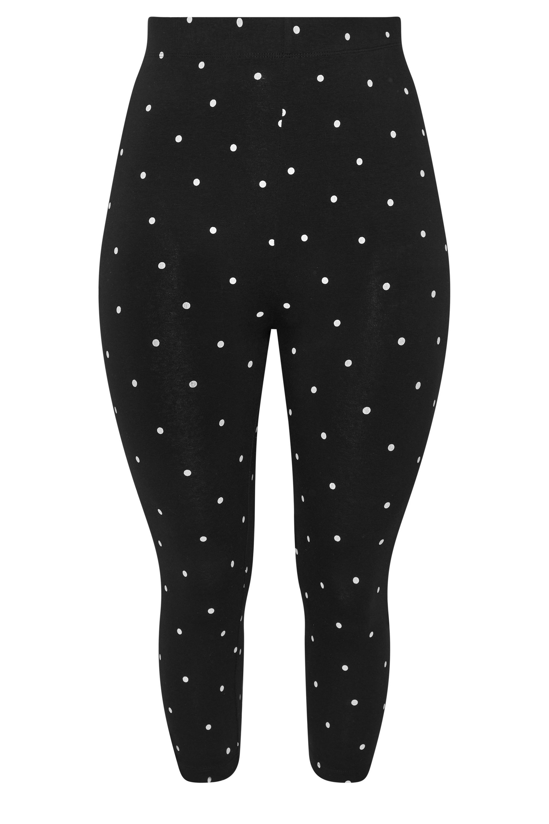 YOURS Plus Size Black Polka Dot Cropped Leggings | Yours Clothing 1