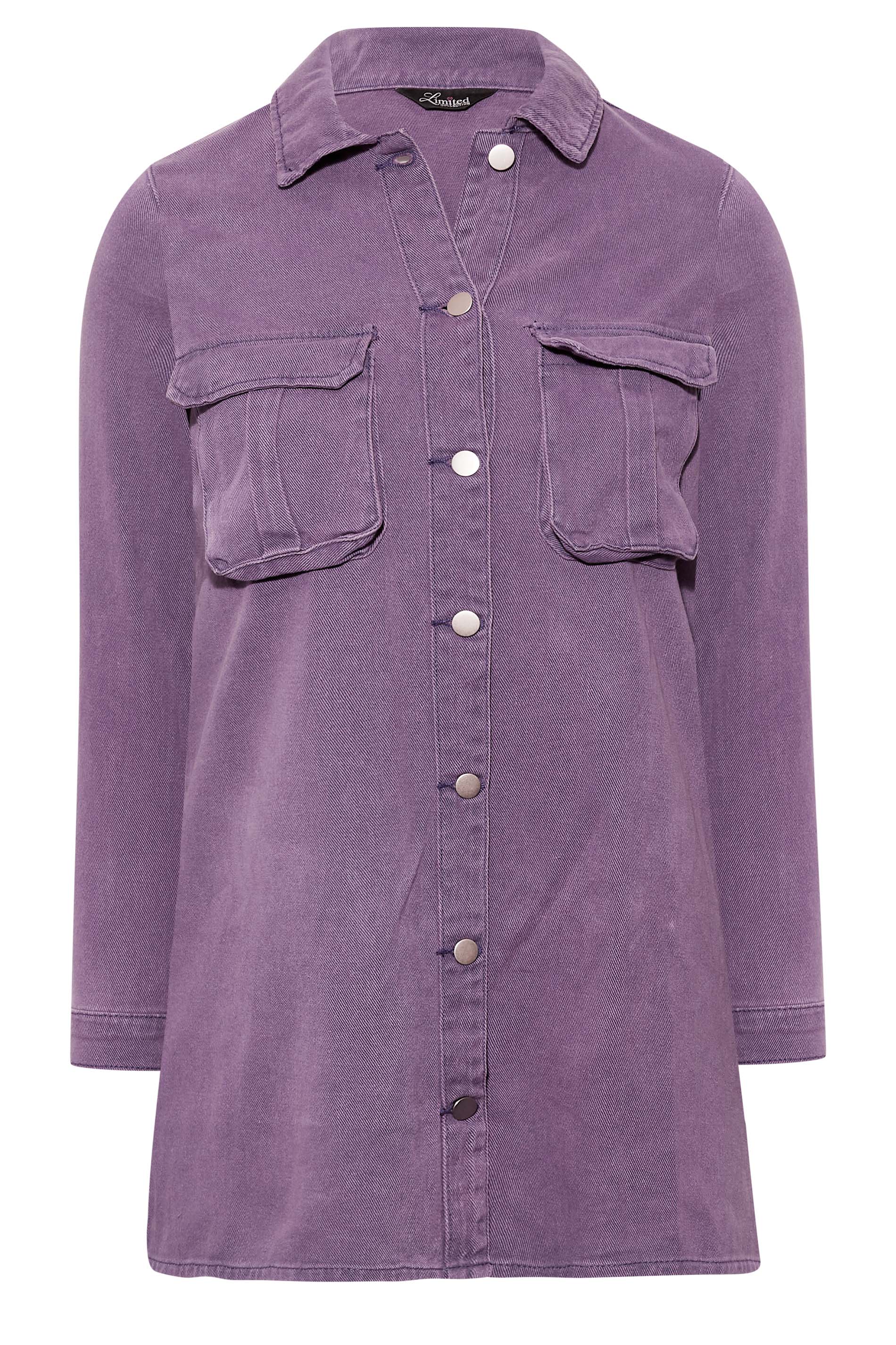 LIMITED COLLECTION Plus Size Purple Longline Denim Jacket