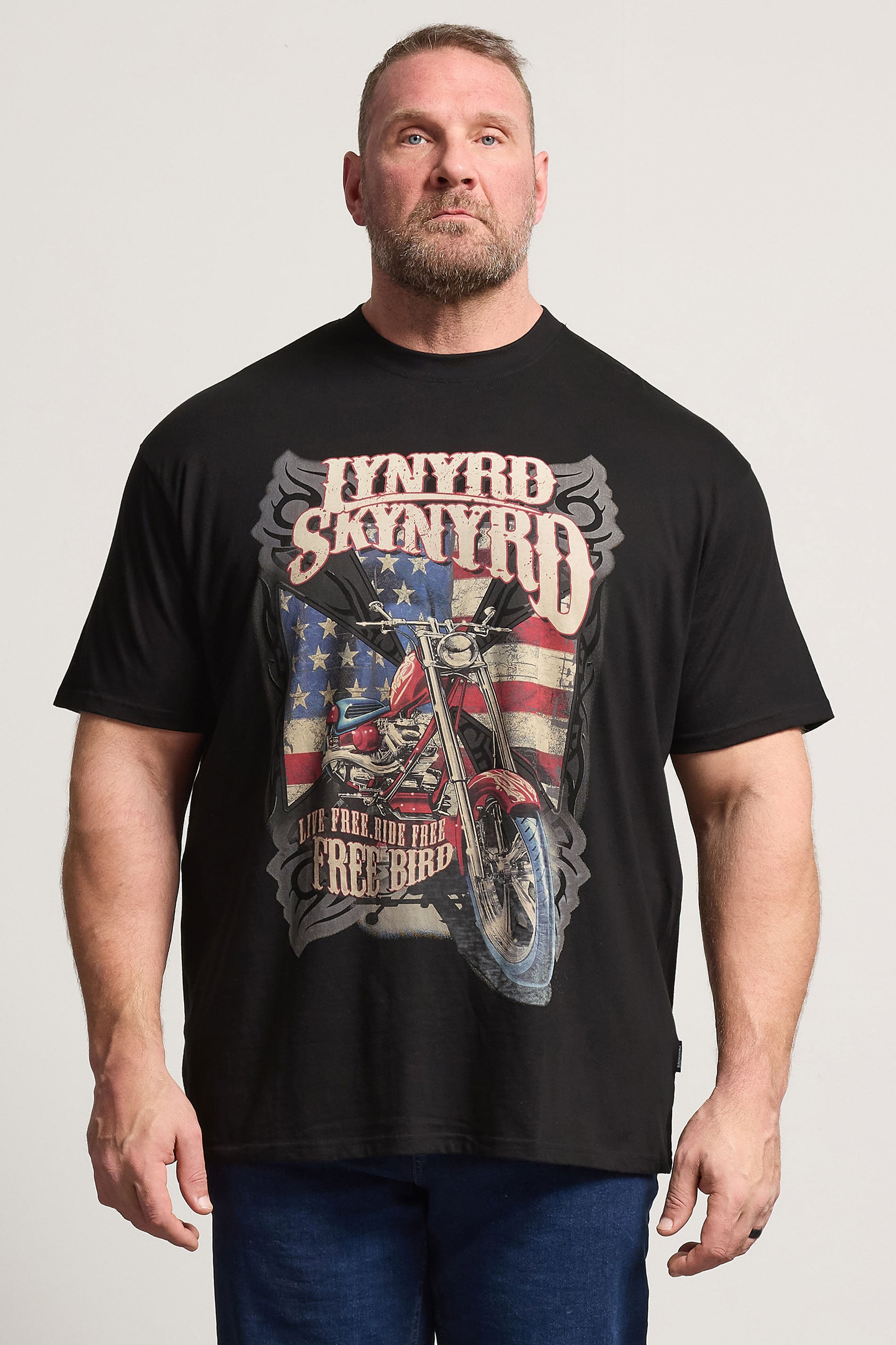 BadRhino Big & Tall Black Lynyrd Skynyrd Bike Graphic T-Shirt | BadRhino 3