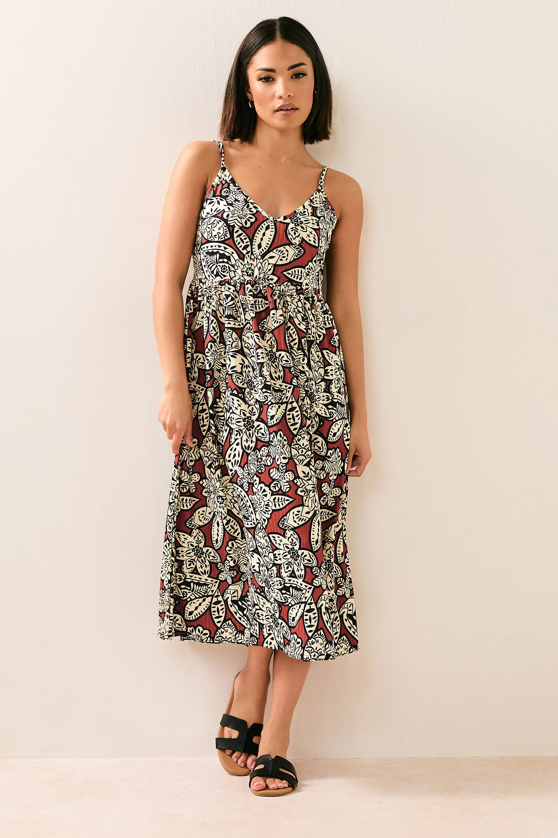 PixieGirl Rust Orange Floral Print Midi Dress | PixieGirl 2