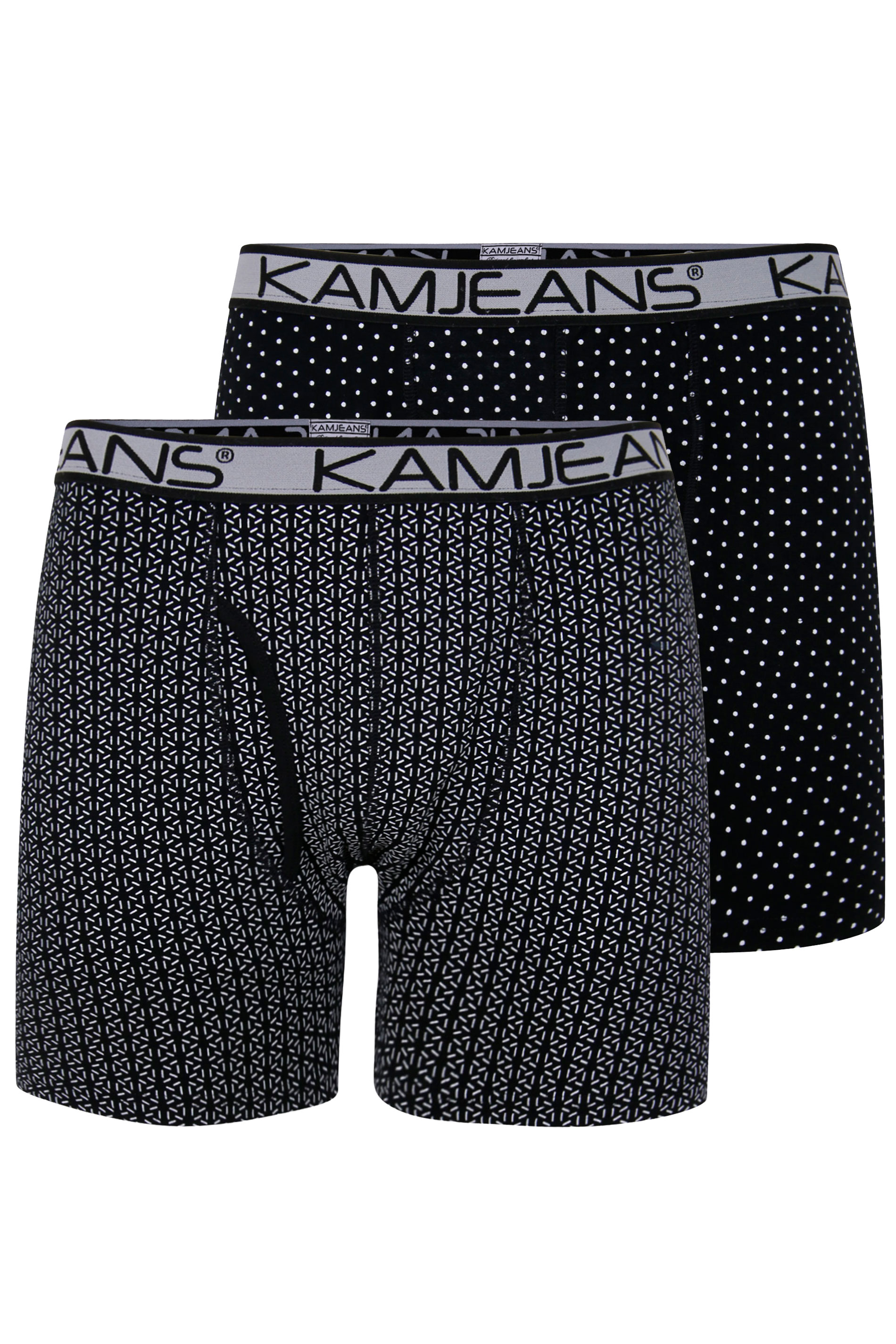 Mens  Big Tall Kam Jeans Stretch Boxer Shorts Underwear Trunks 2 Pack Size 2-8XL 