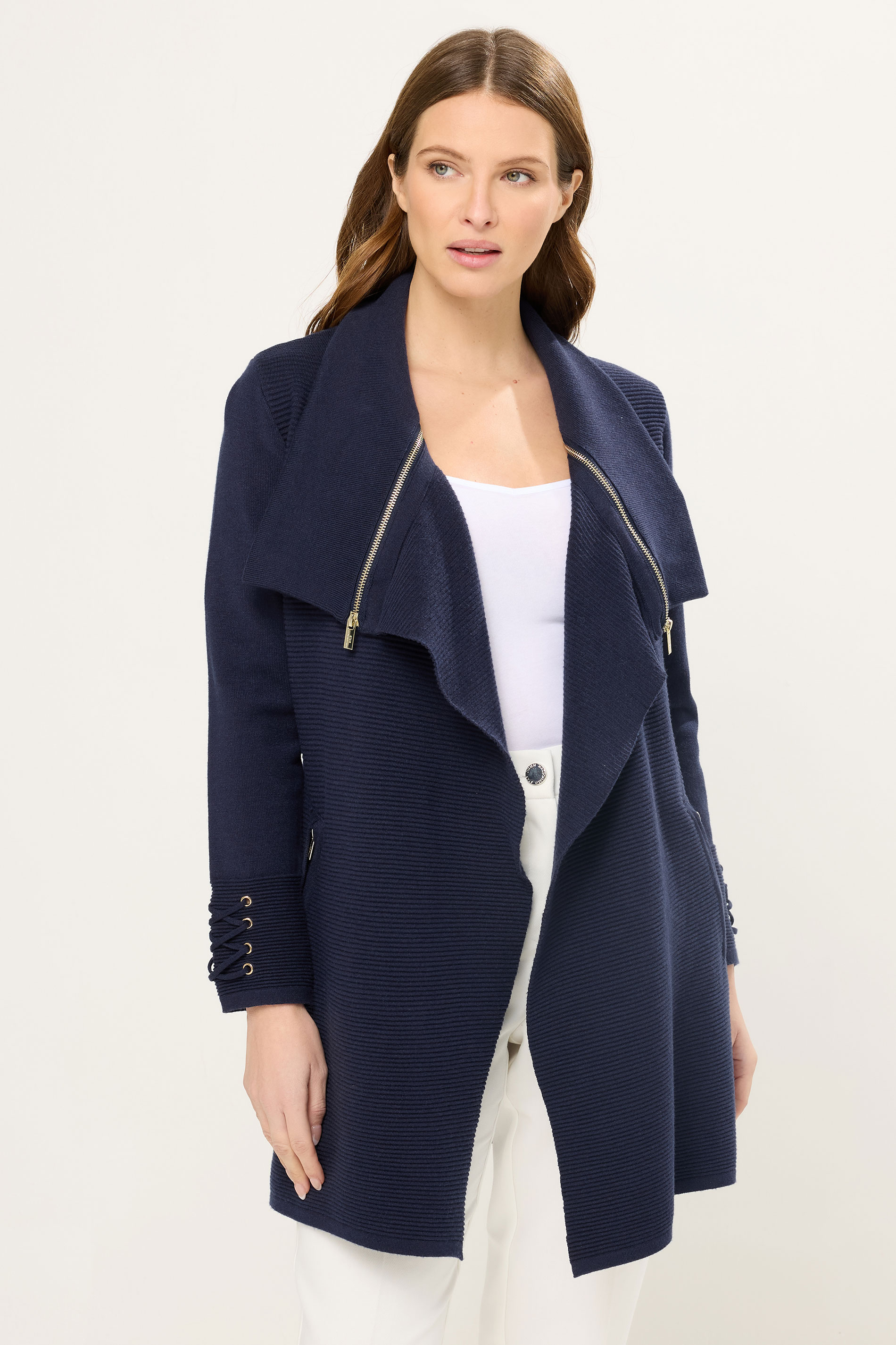 STAR Navy Blue Zip Detail Cardigan | StayByJM 3