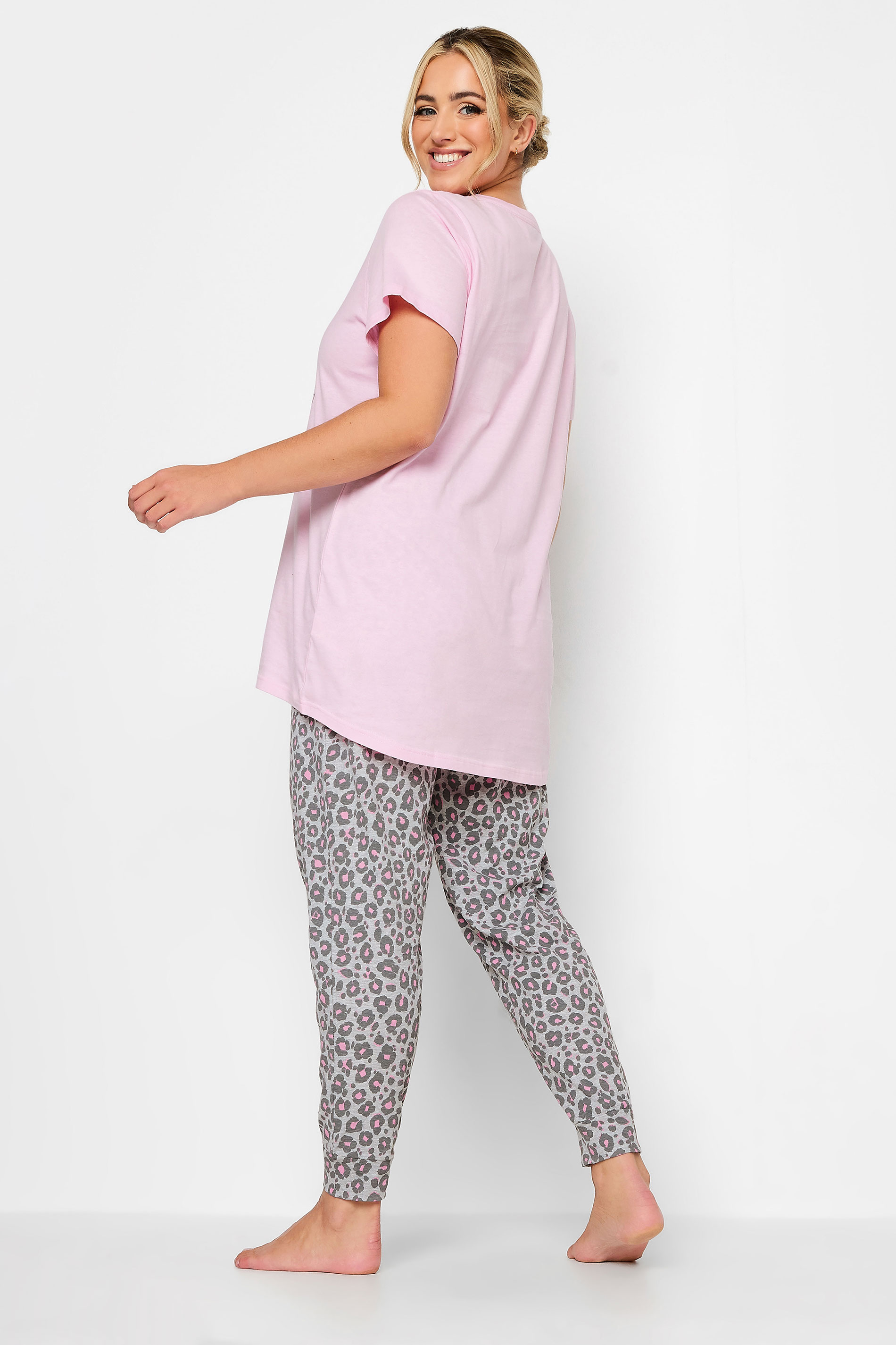YOURS Plus Size Pink 'Believe In Yourself' Slogan Pyjama Set | Yours Clothing 3