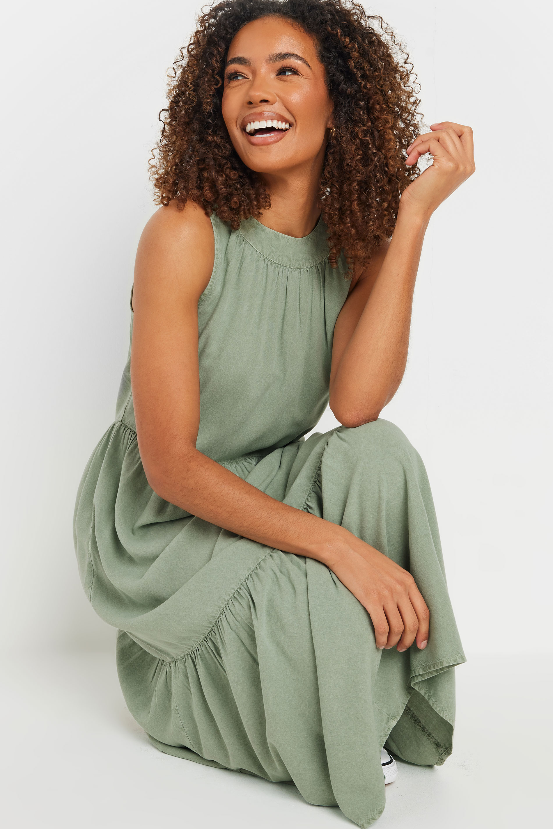 M&Co Sage Green Tiered Midaxi Dress | M&Co 4