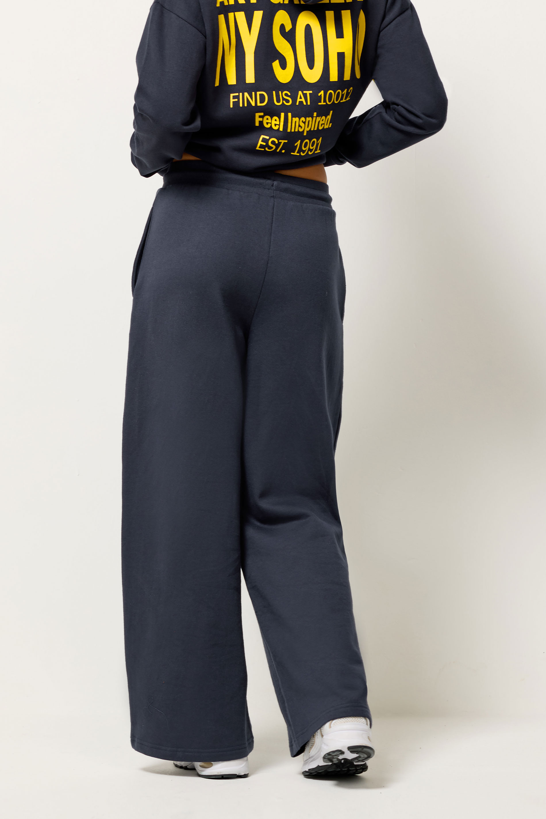 PixieGirl Petite Women's Blue 'NY Soho' Slogan Wide Leg Joggers | PixieGirl  2