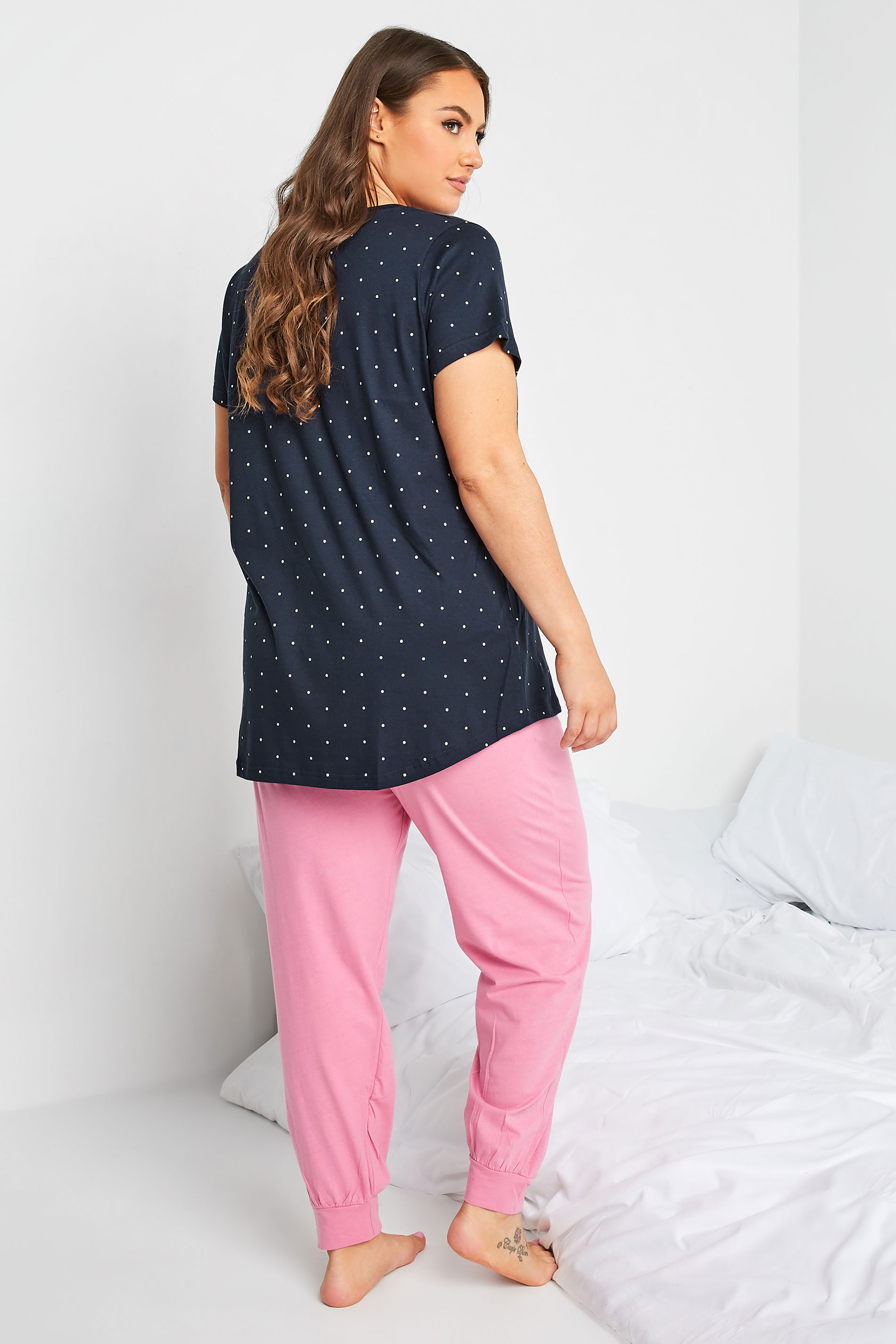 DISNEY Plus Size Navy Blue 'Nope Not Today' Minnie Slogan Pyjama Set | Yours Clothing 3