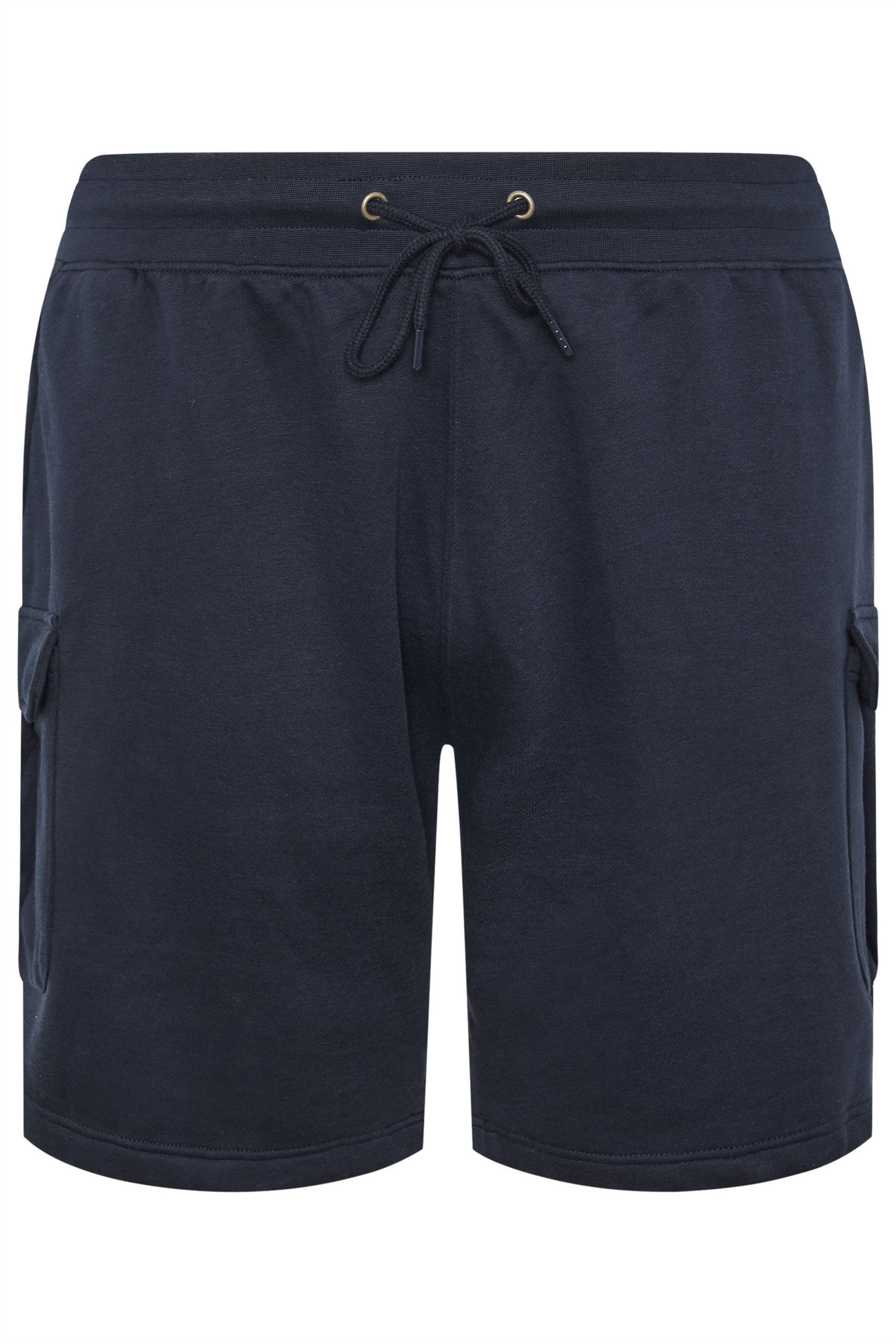 D555 Big & Tall Navy Blue Elastic Waist Cargo Shorts | BadRhino 2