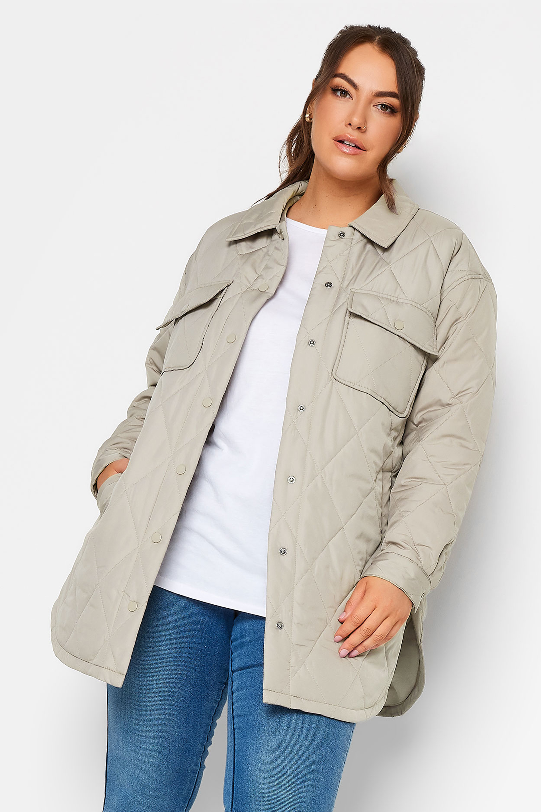 YOURS Plus Size Grey Quilted Jacket | Yours Clothing 2