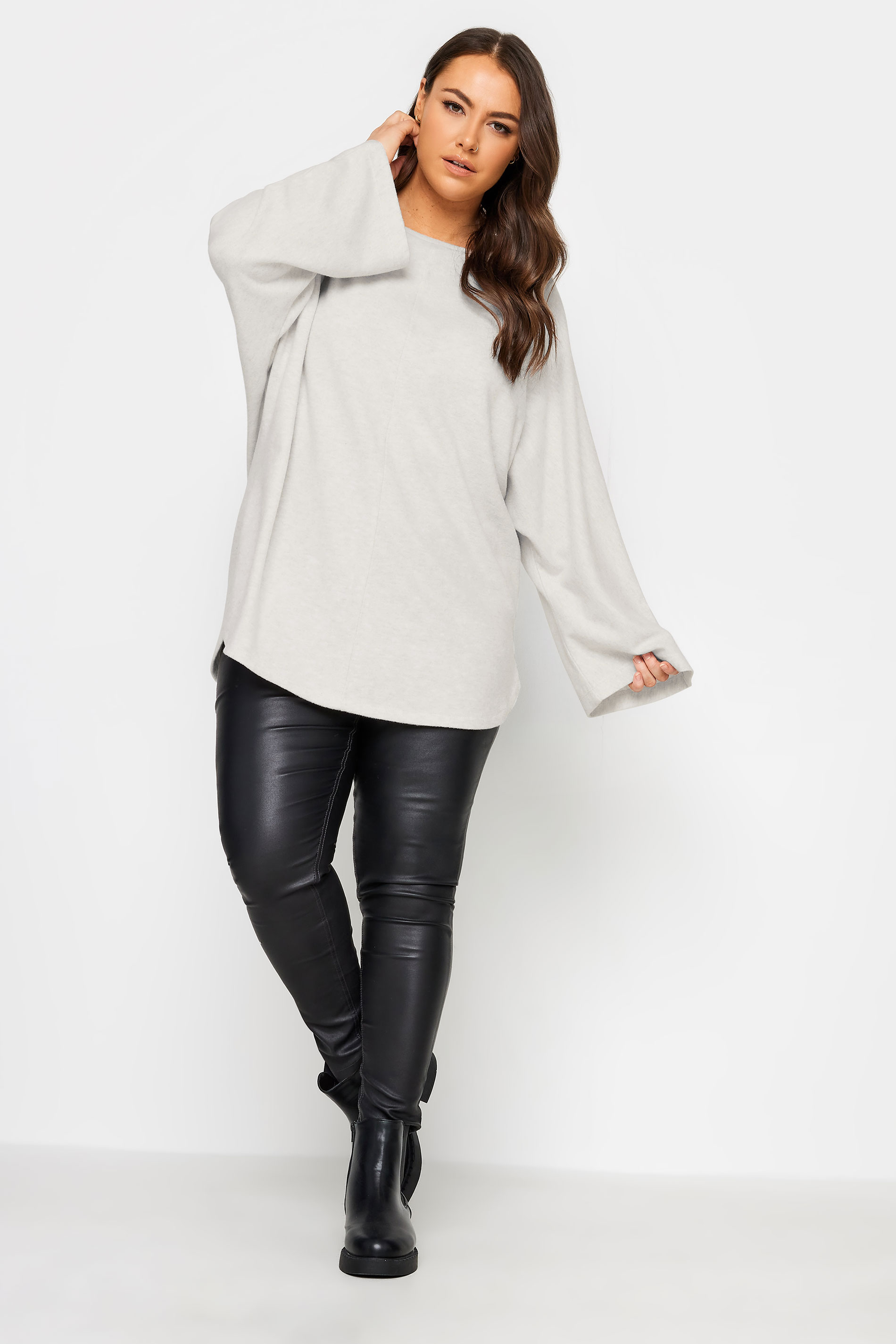 YOURS LUXURY Plus Size Cream Batwing Sleeve Jumper | Yours Clothing 2