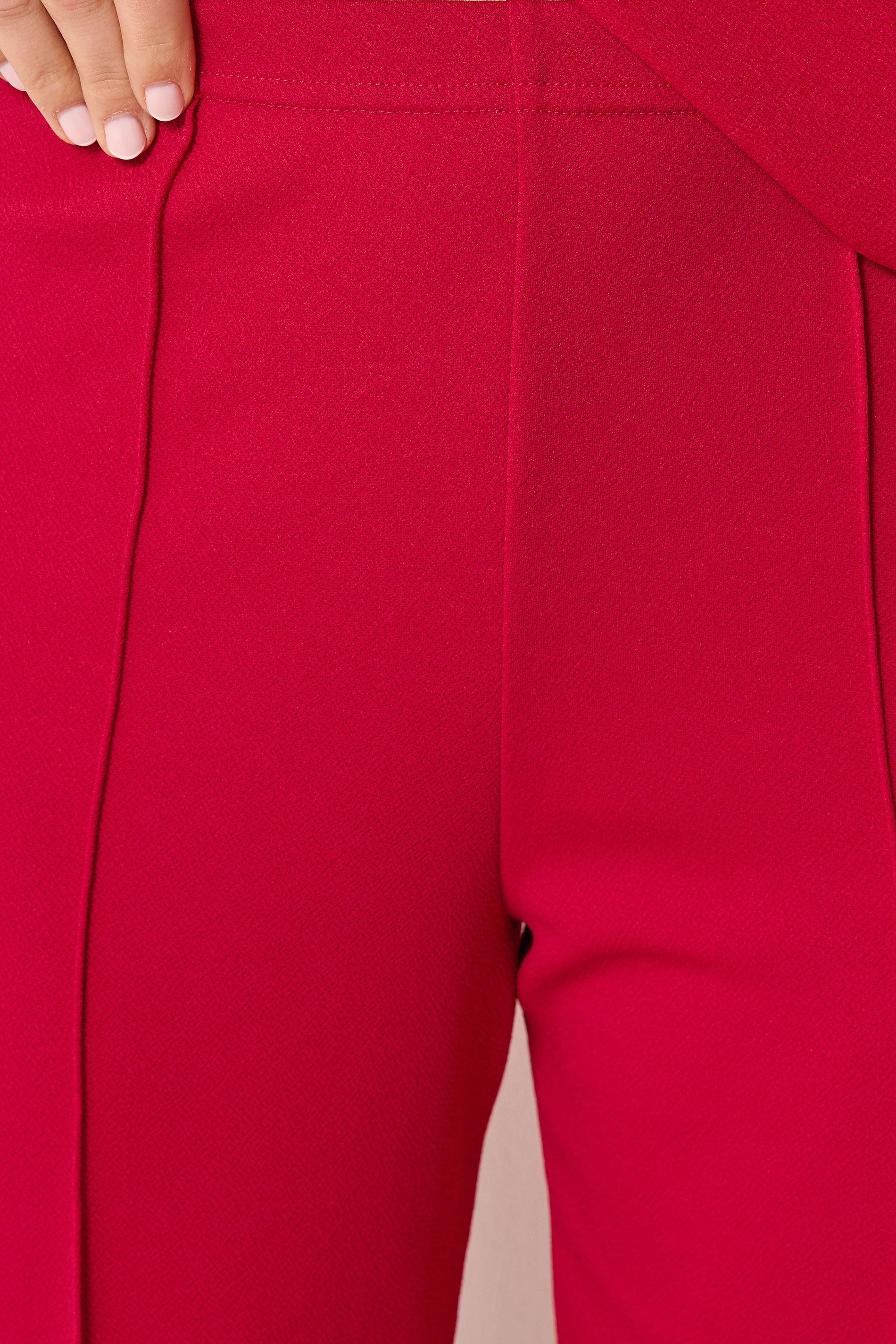 LTS Tall Women's Set Bright Red Textured Waistcoat & Wide Leg Trousers | Long Tall Sally 2