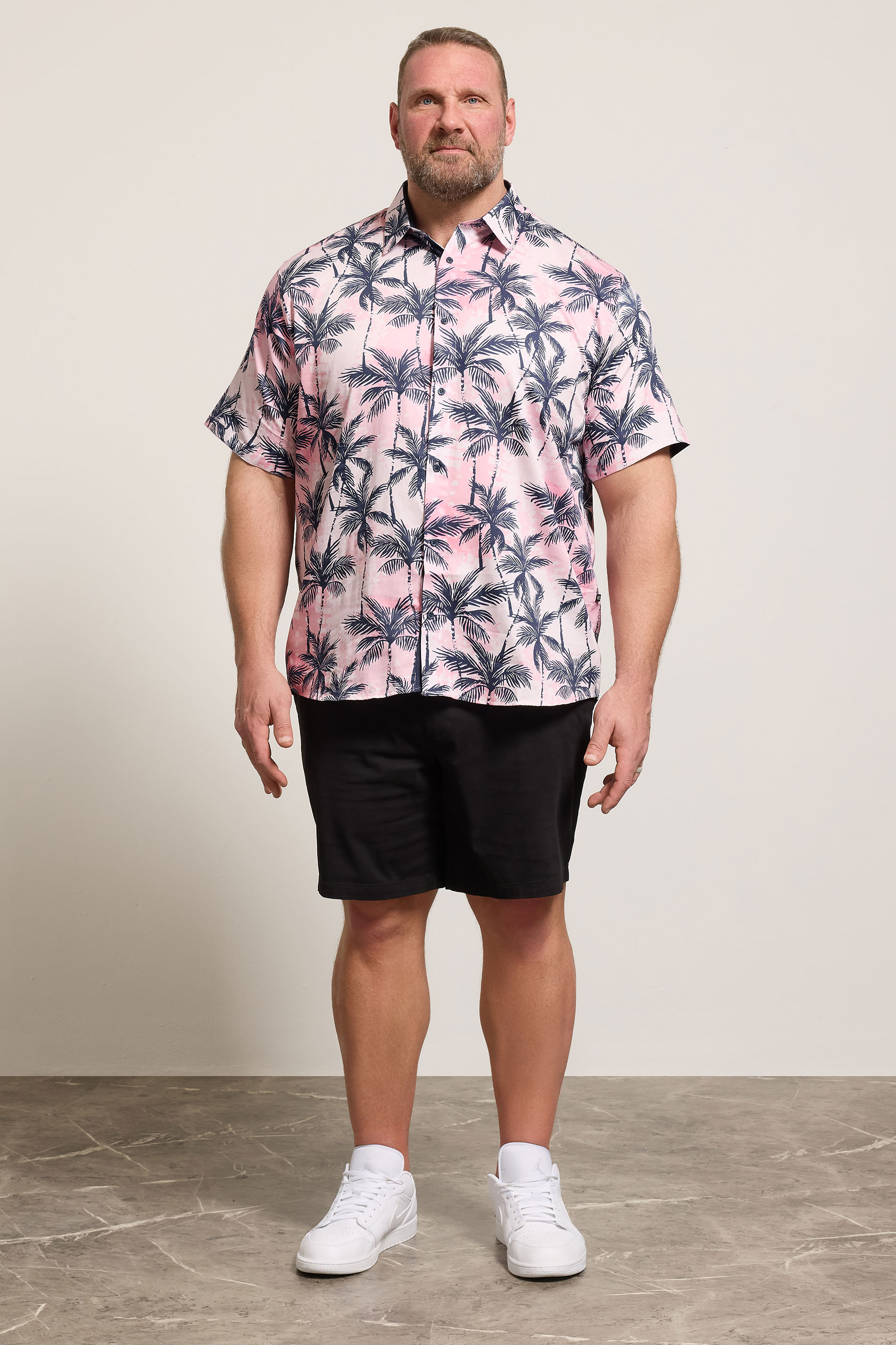 KAM Big & Tall Pink Palm Print Shirt | BadRhino 1