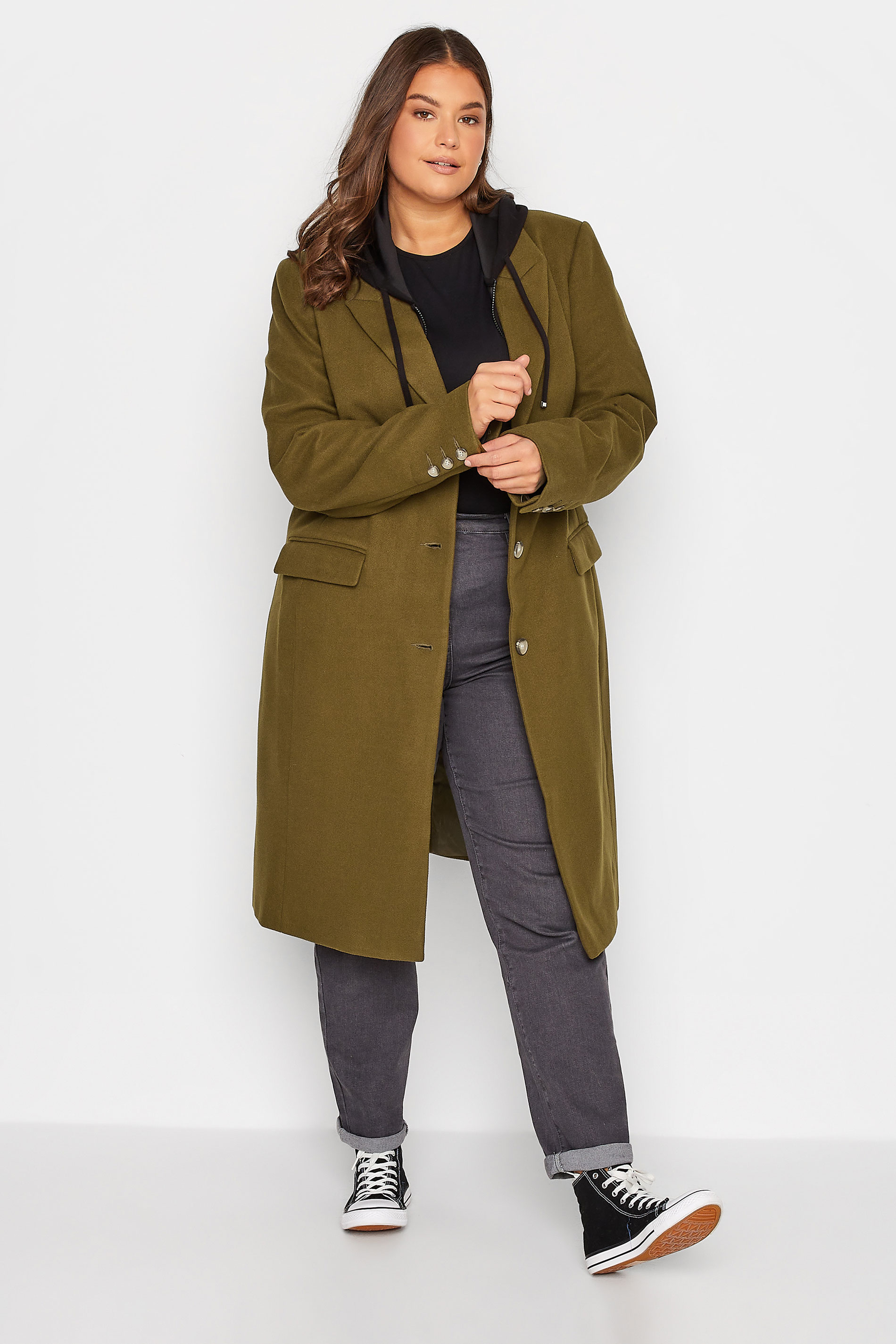 LTS Tall Women's Khaki Green Midi Formal Coat | Long Tall Sally 1