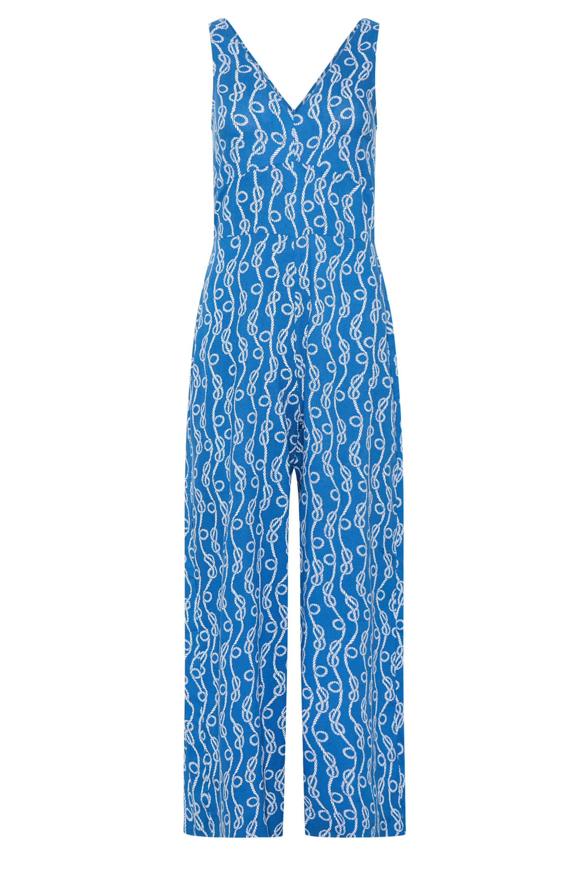 PixieGirl Petite Women's Blue Rope Print Wide Leg Jumpsuit | PixieGirl 5