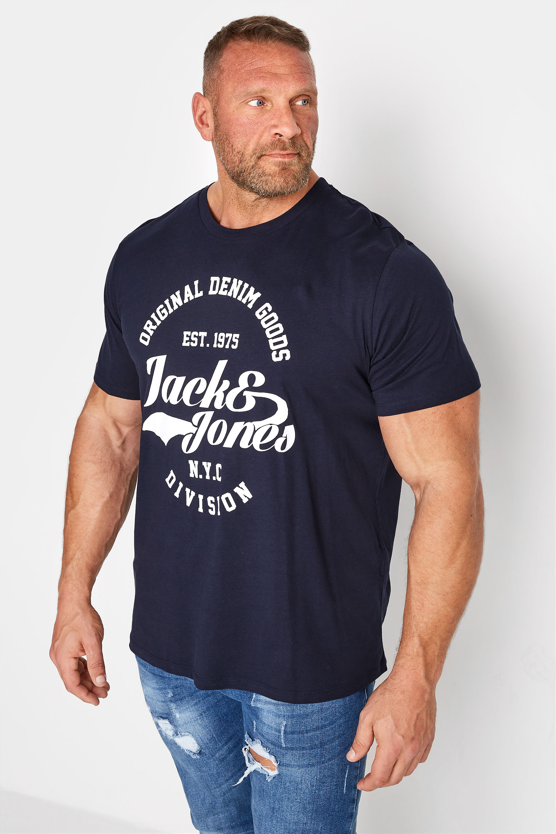 JACK & JONES Big & Tall Navy Blue Rafa T-Shirt 1