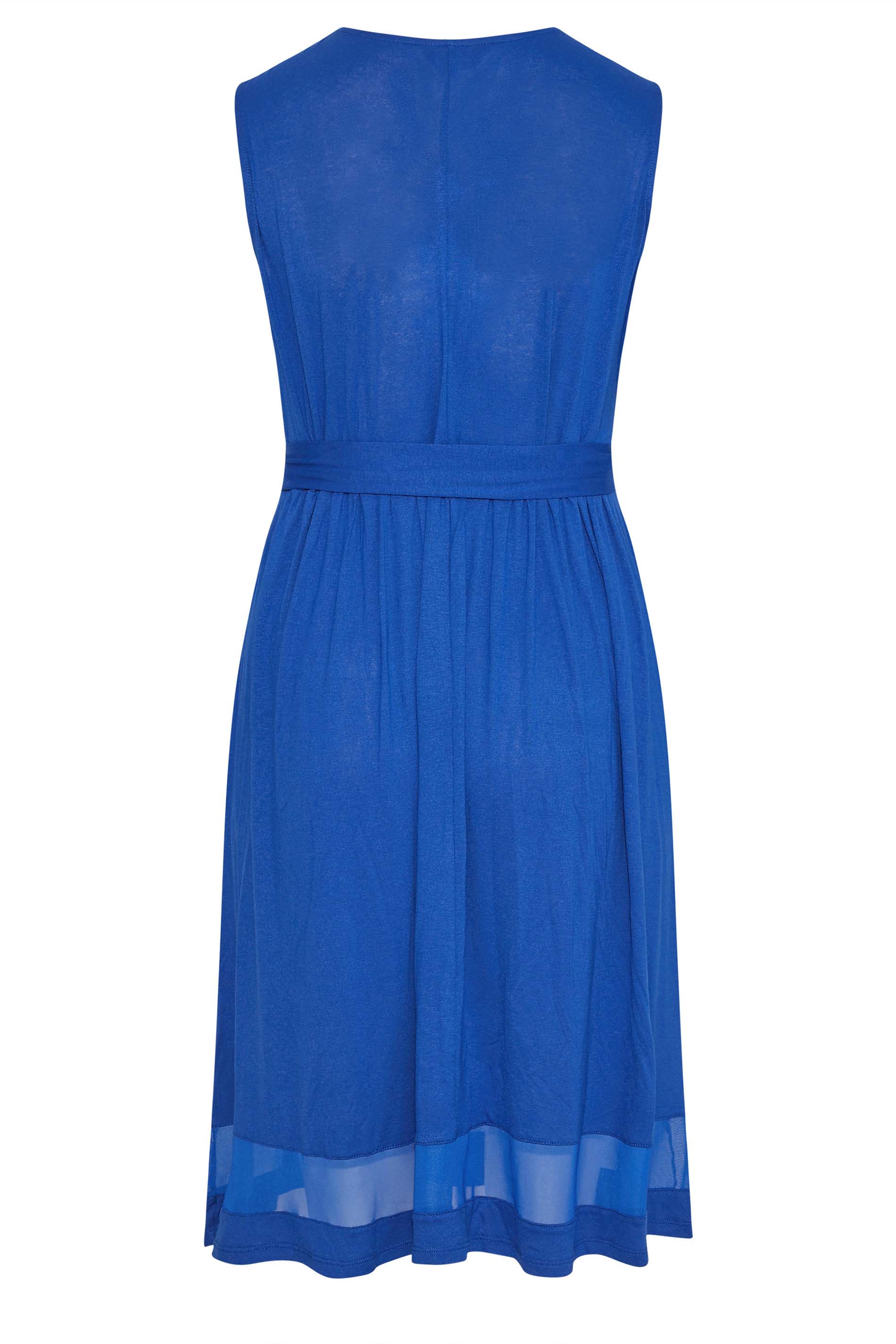 Robes Grande Taille Grande taille  Robes Patineuses | Curve Cobalt Blue Mesh Panel Skater Dress - OF18941