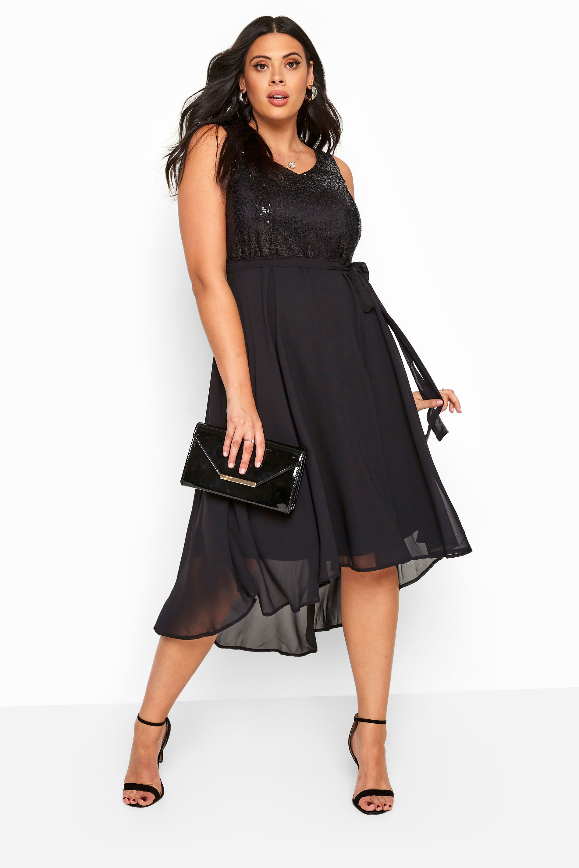 black sequin embellished dress