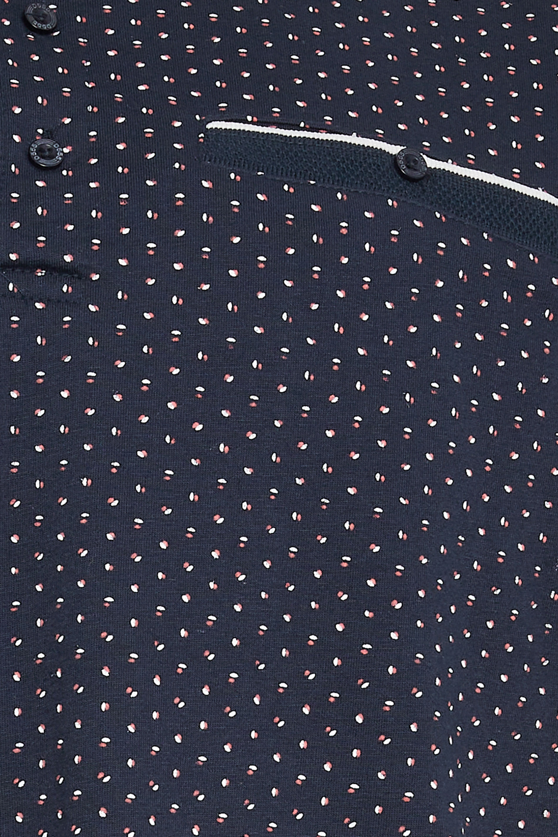 D555 Big & Tall Navy Blue Spot Print Jacquard Collar Polo Shirt | BadRhino 2