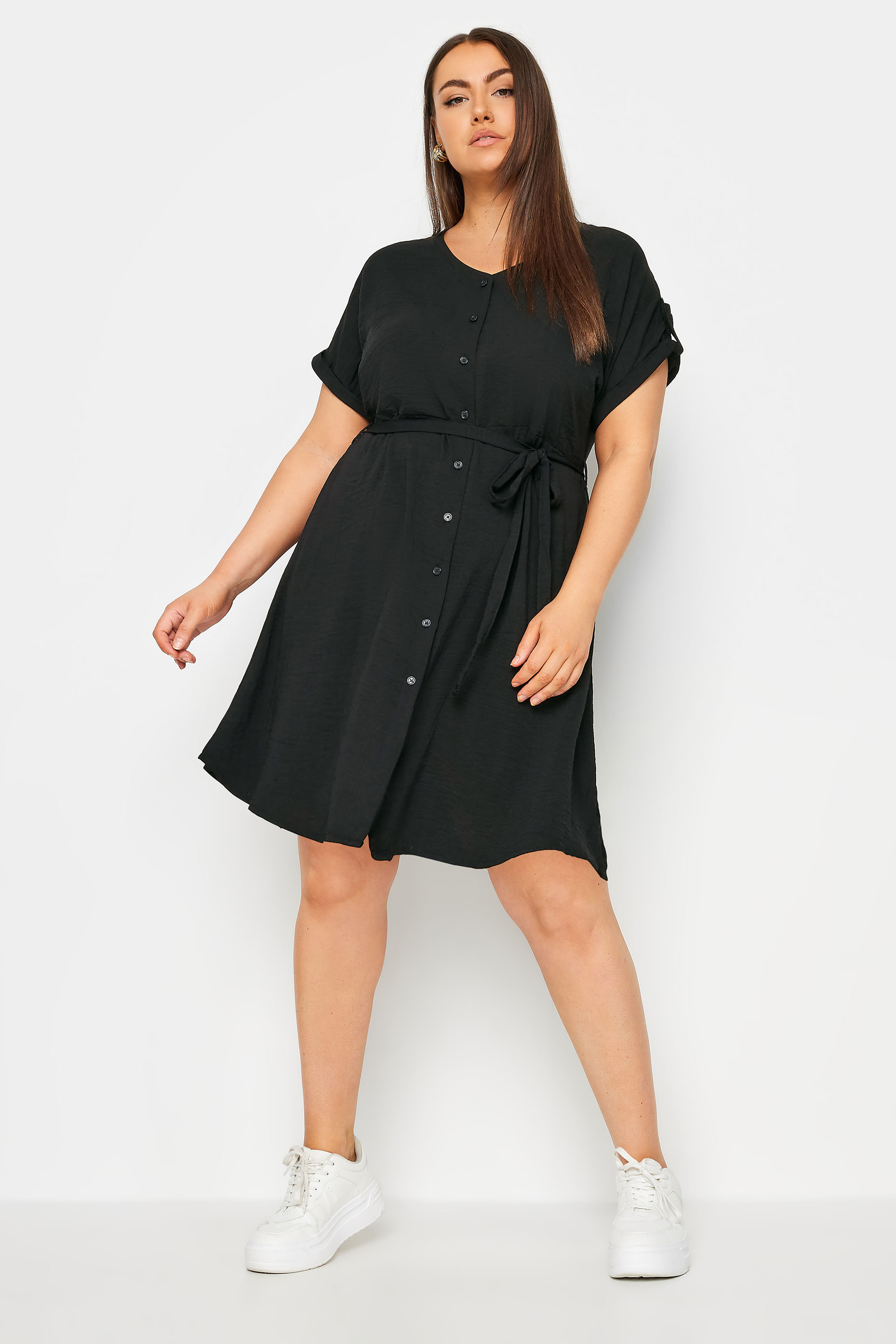 YOURS Curve Plus Size Black Utility Shirt Dress | Yours Clothing  2