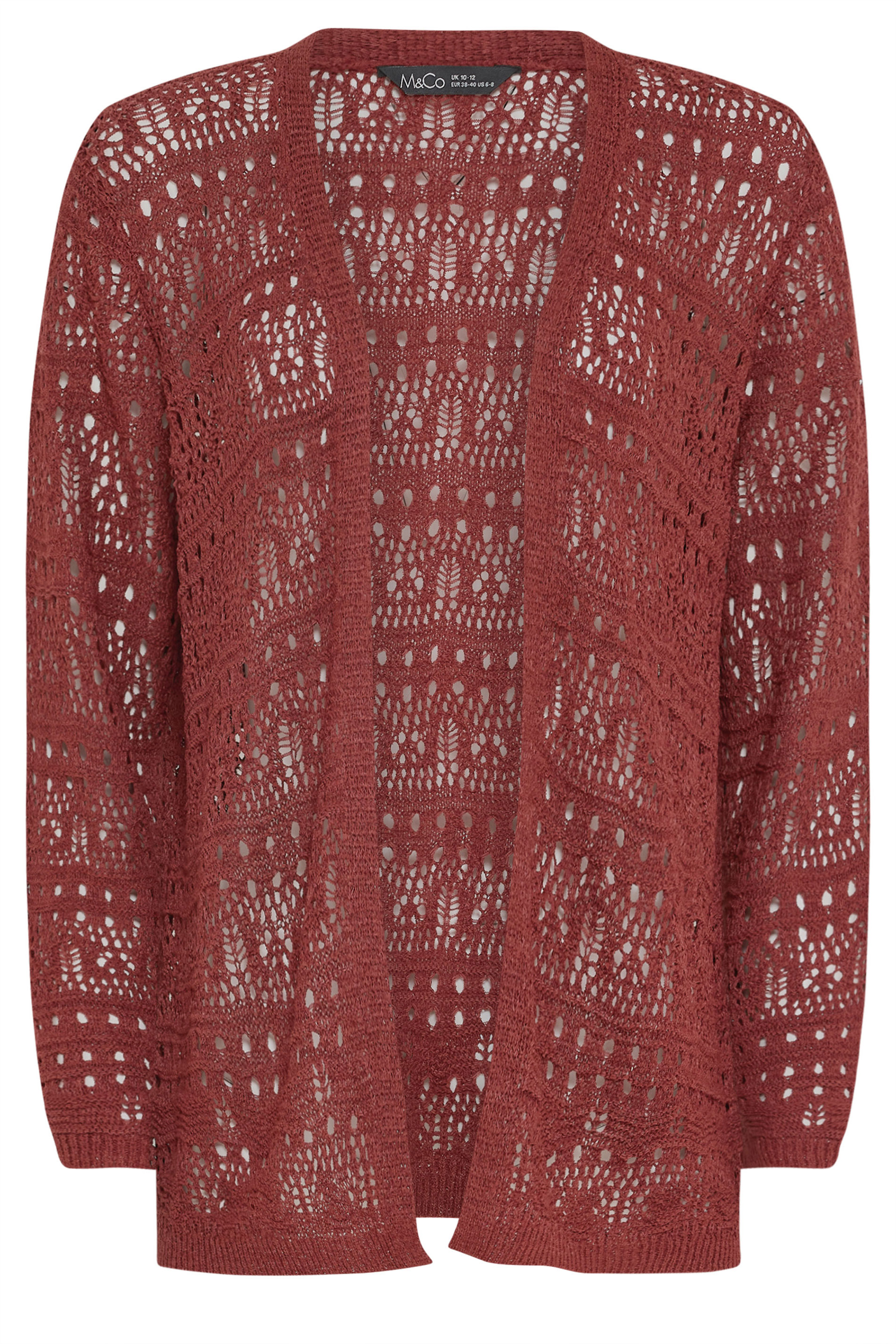 M&Co Berry Red Open Front Crochet Cardigan | M&Co 5